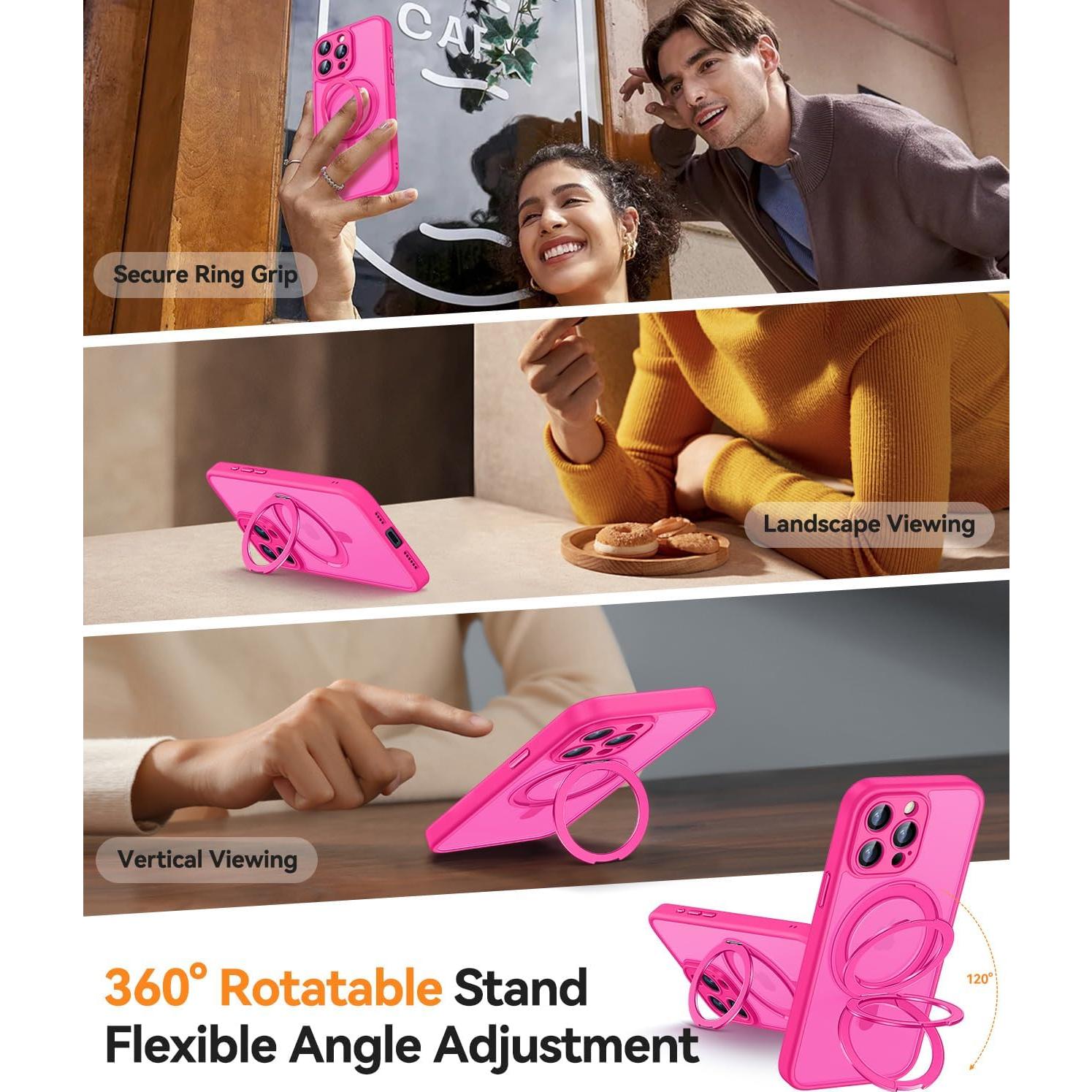 Funda Protectora CANSHN para iPhone 15 Pro Max Rosa 6.7"