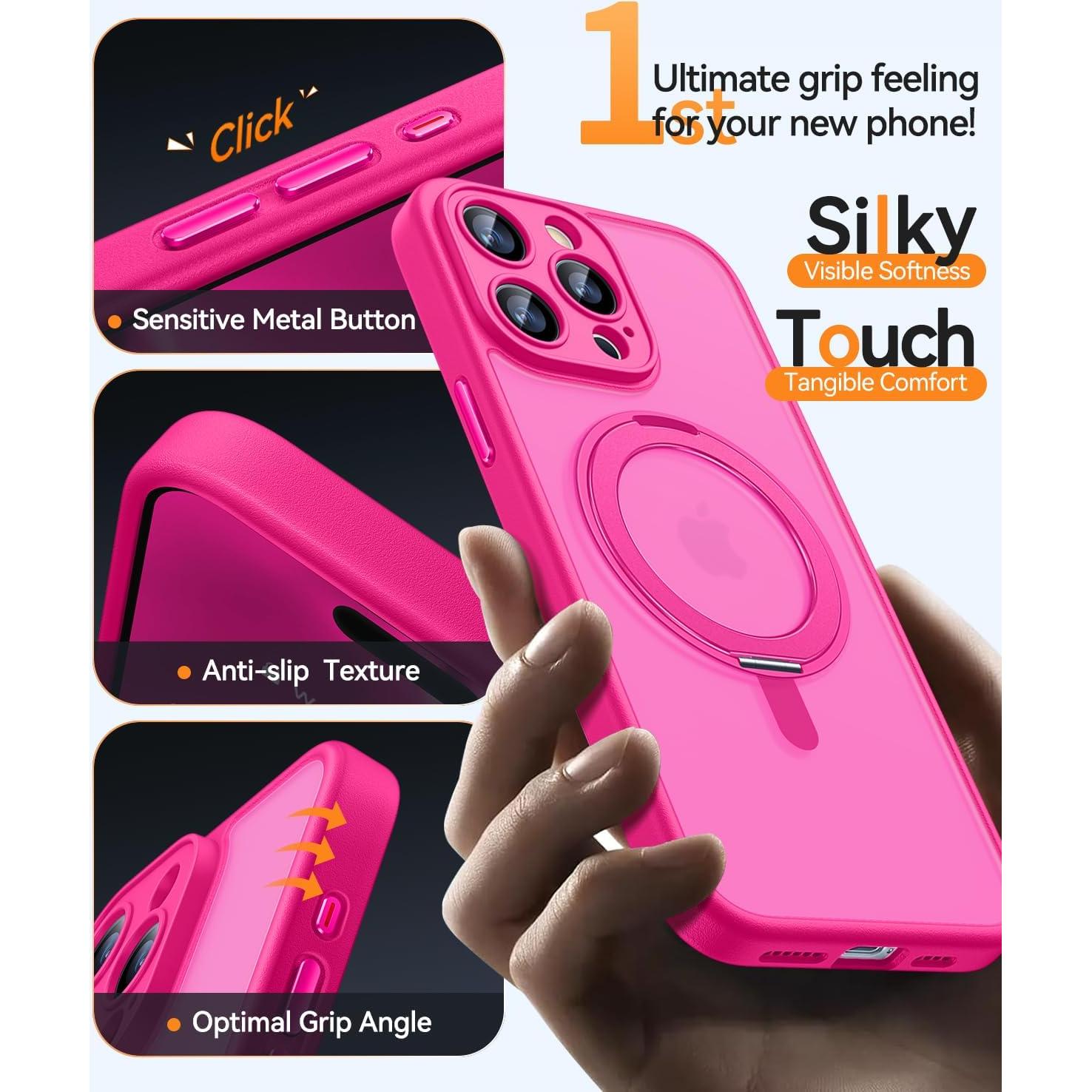 Funda Protectora CANSHN para iPhone 15 Pro Max Rosa 6.7"