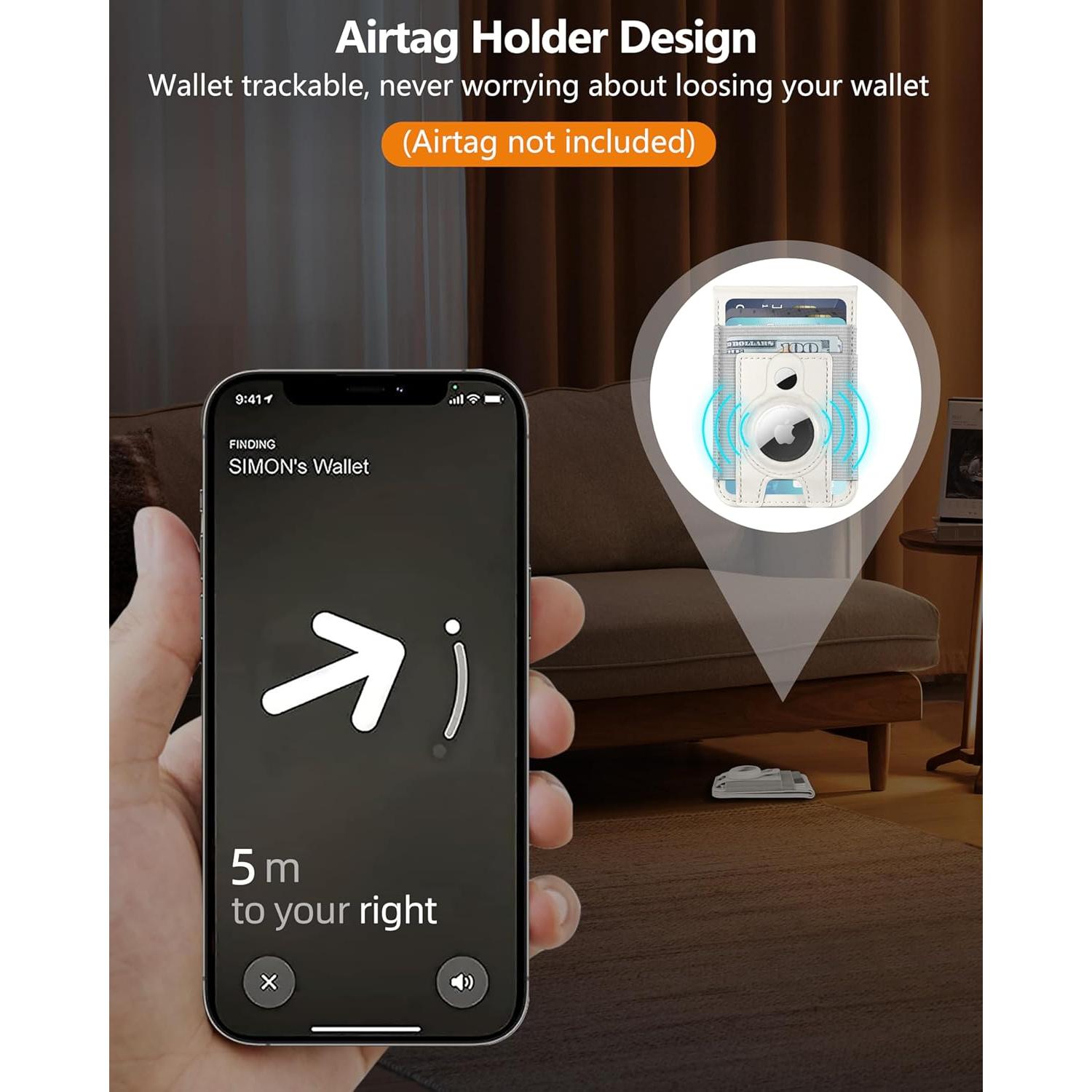 Billetera Magnética ExtreLife con Soporte para AirTag - Blanco