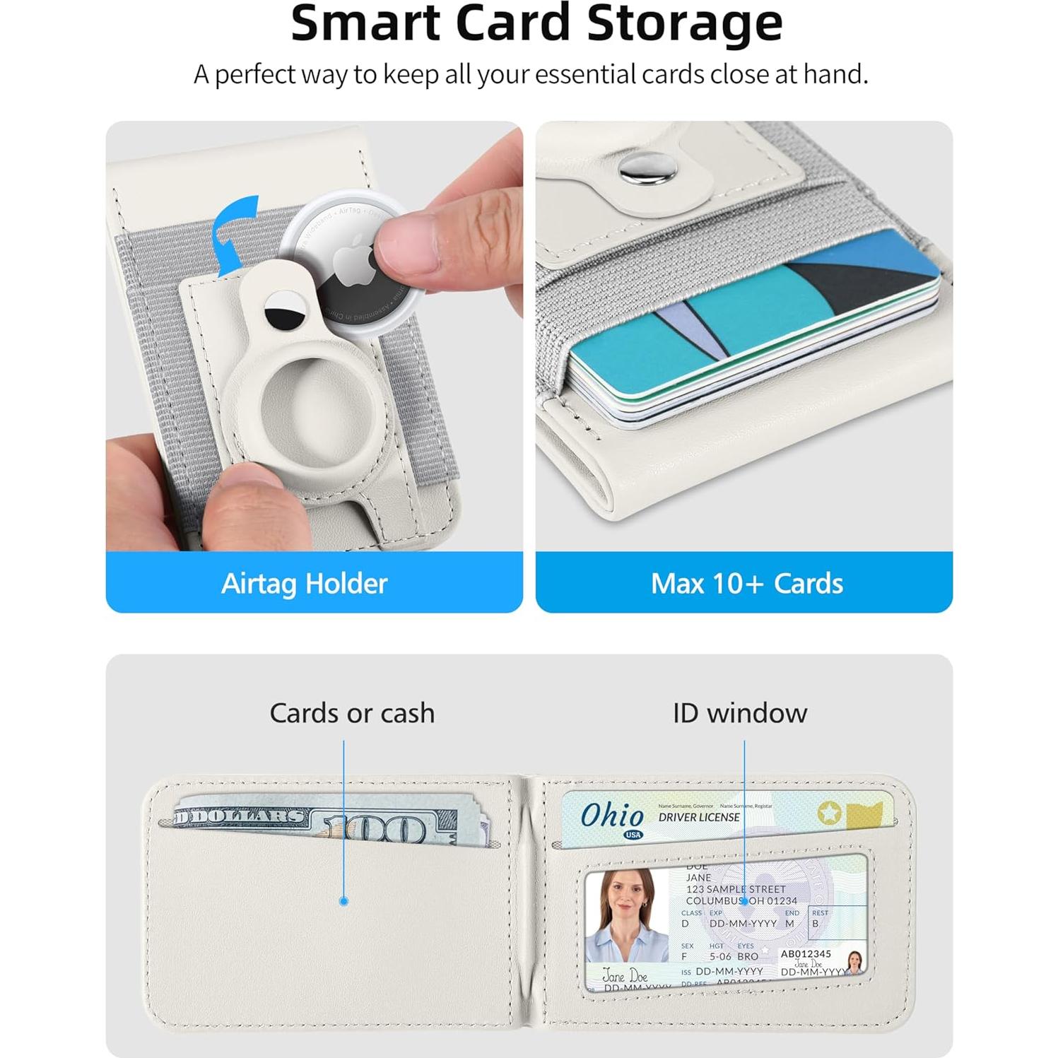 Billetera Magnética ExtreLife con Soporte para AirTag - Blanco