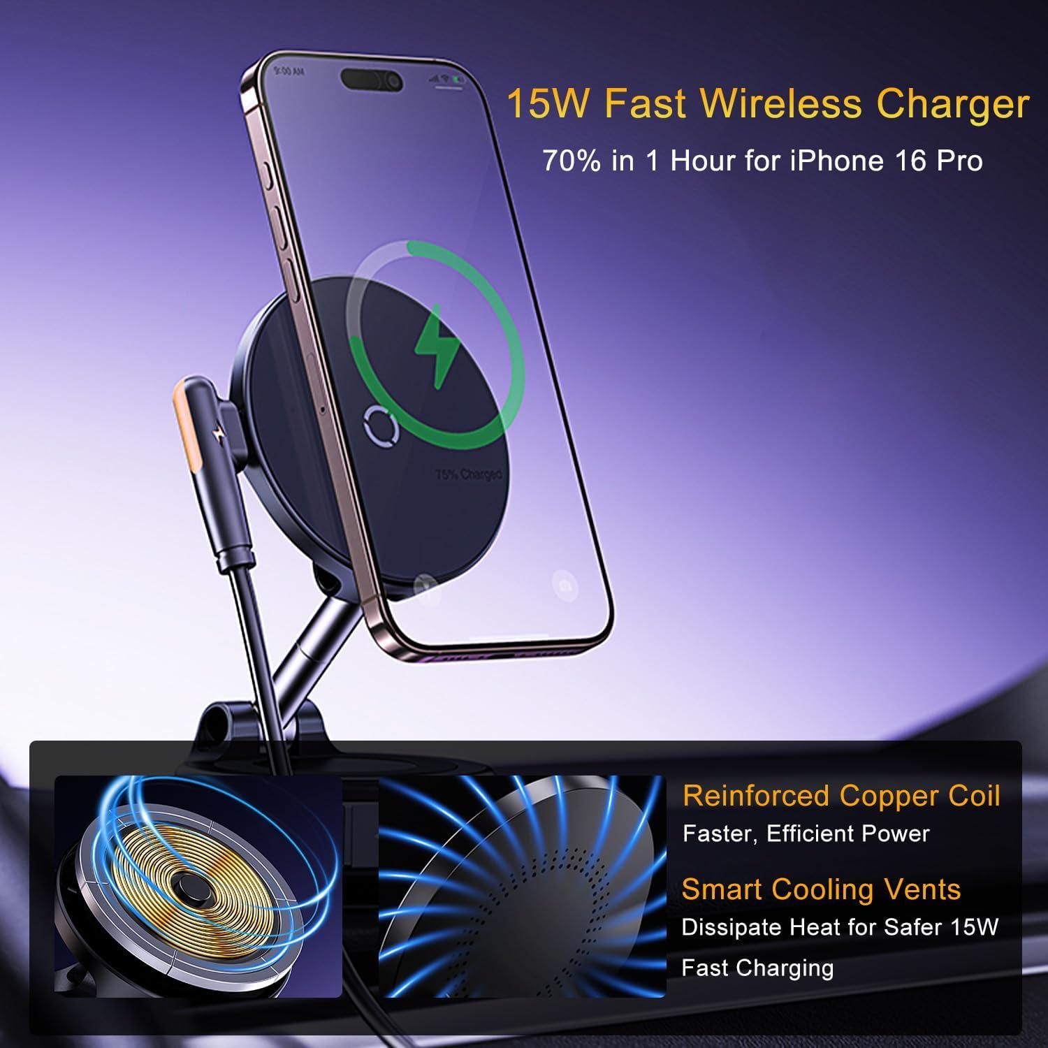 Cargador Inalámbrico 15W Jkoailiwi con Soporte Magnético