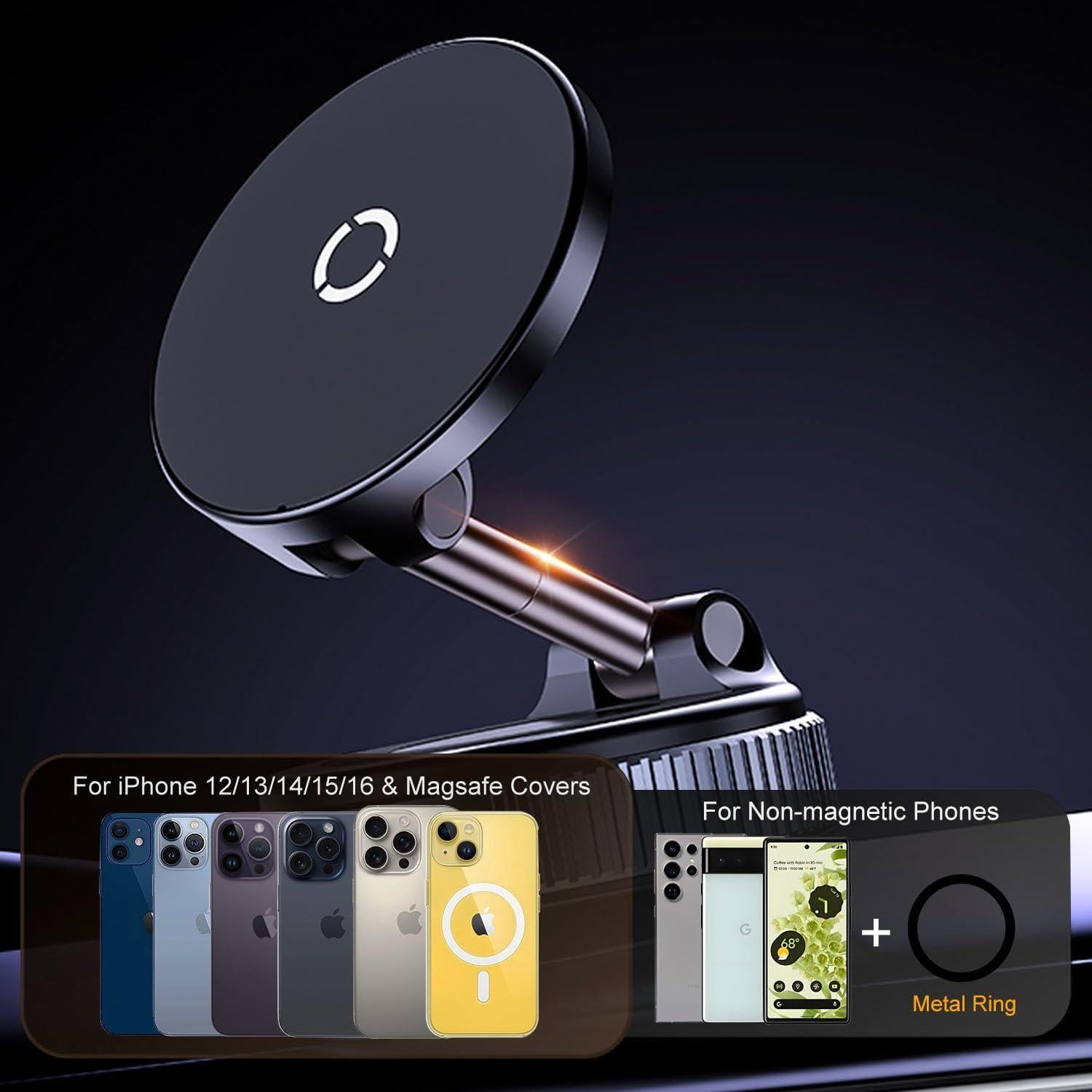 Cargador Inalámbrico 15W Jkoailiwi con Soporte Magnético