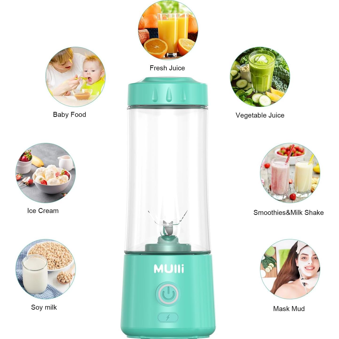 Licuadora Portátil Mulli DC-7SM 414ml Recargable USB Azul