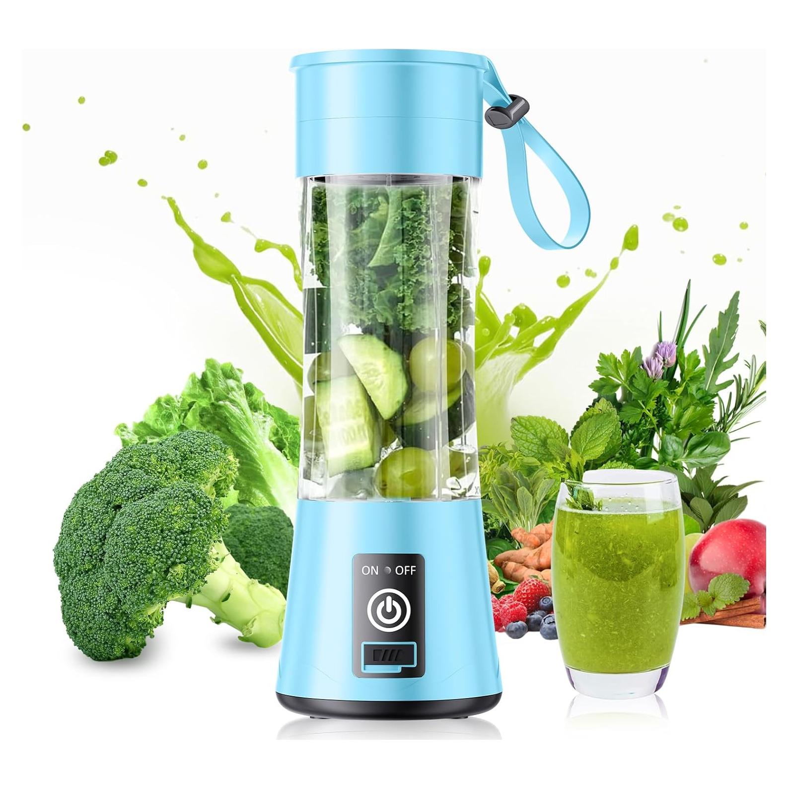 Licuadora portátil YFIXQNSU 380ml USB inalámbrica azul