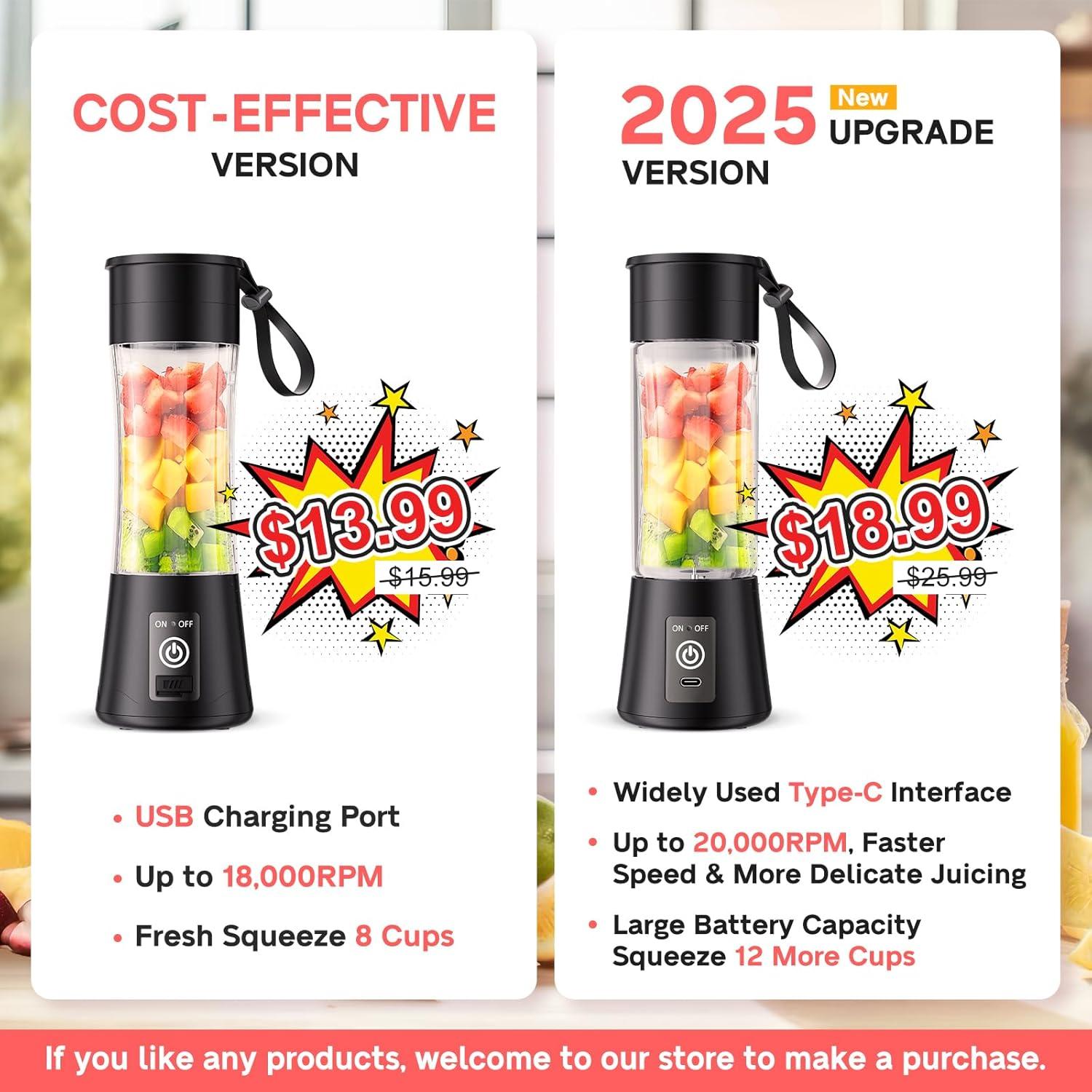 Licuadora portátil YFIXQNSU 380ml USB inalámbrica azul