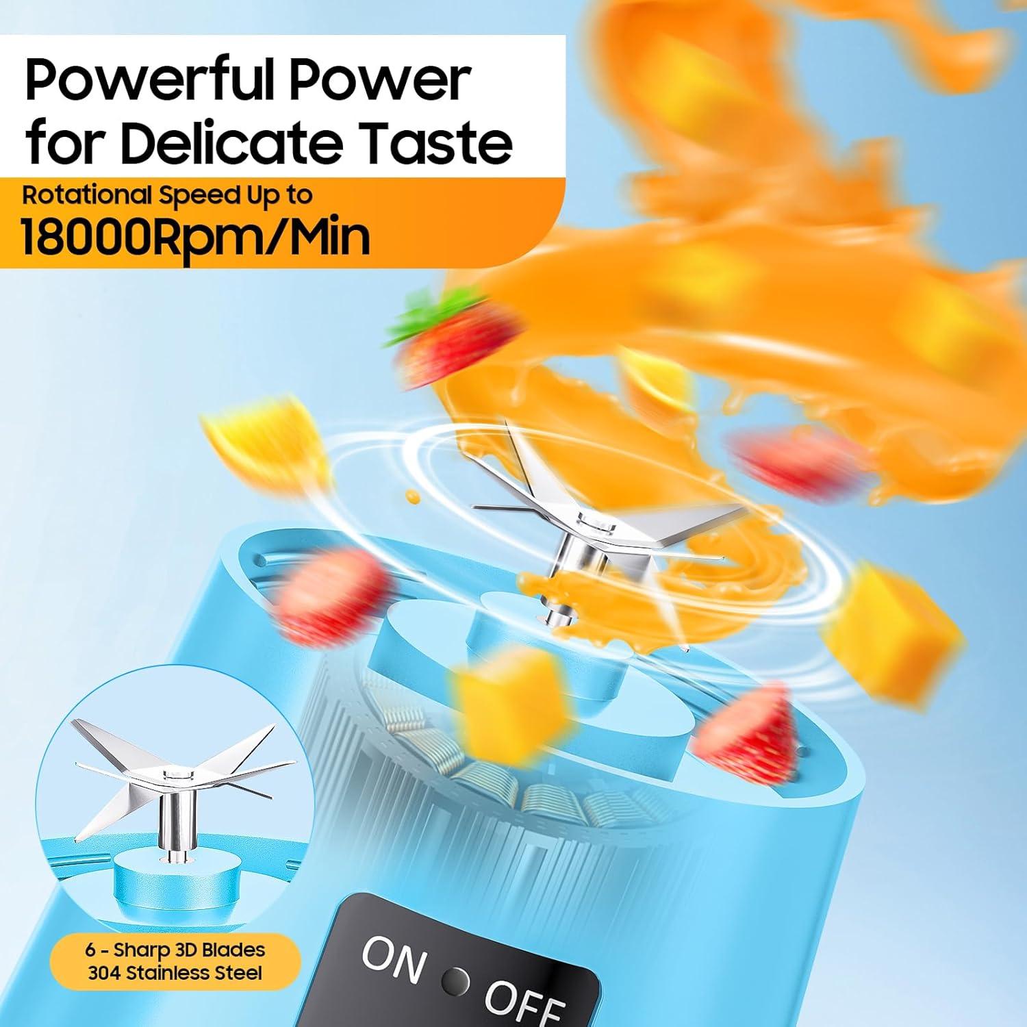 Licuadora portátil YFIXQNSU 380ml USB inalámbrica azul