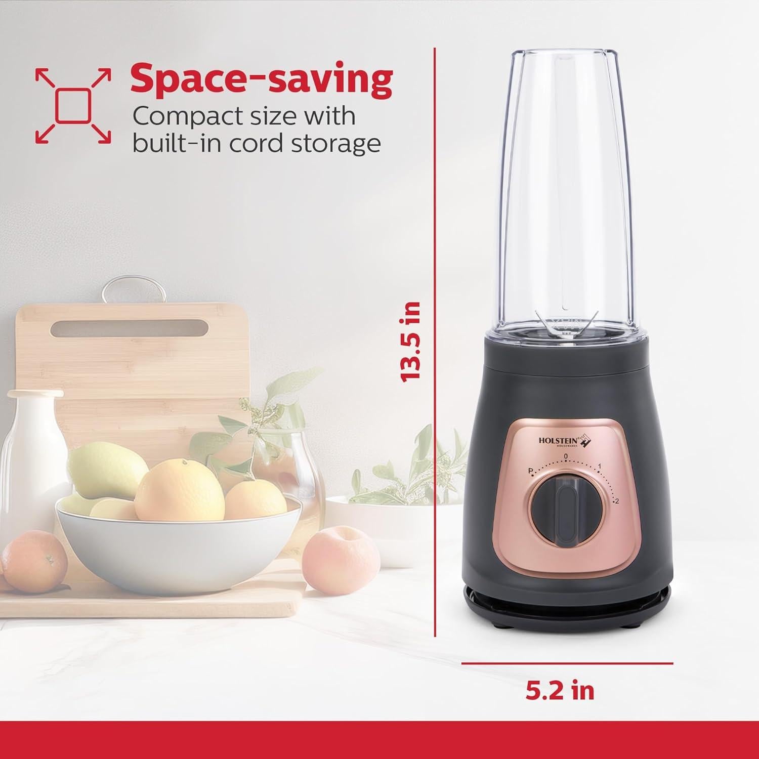 Licuadora Personal Holstein Housewares 0.74L 2 Velocidades Gris/Dorado