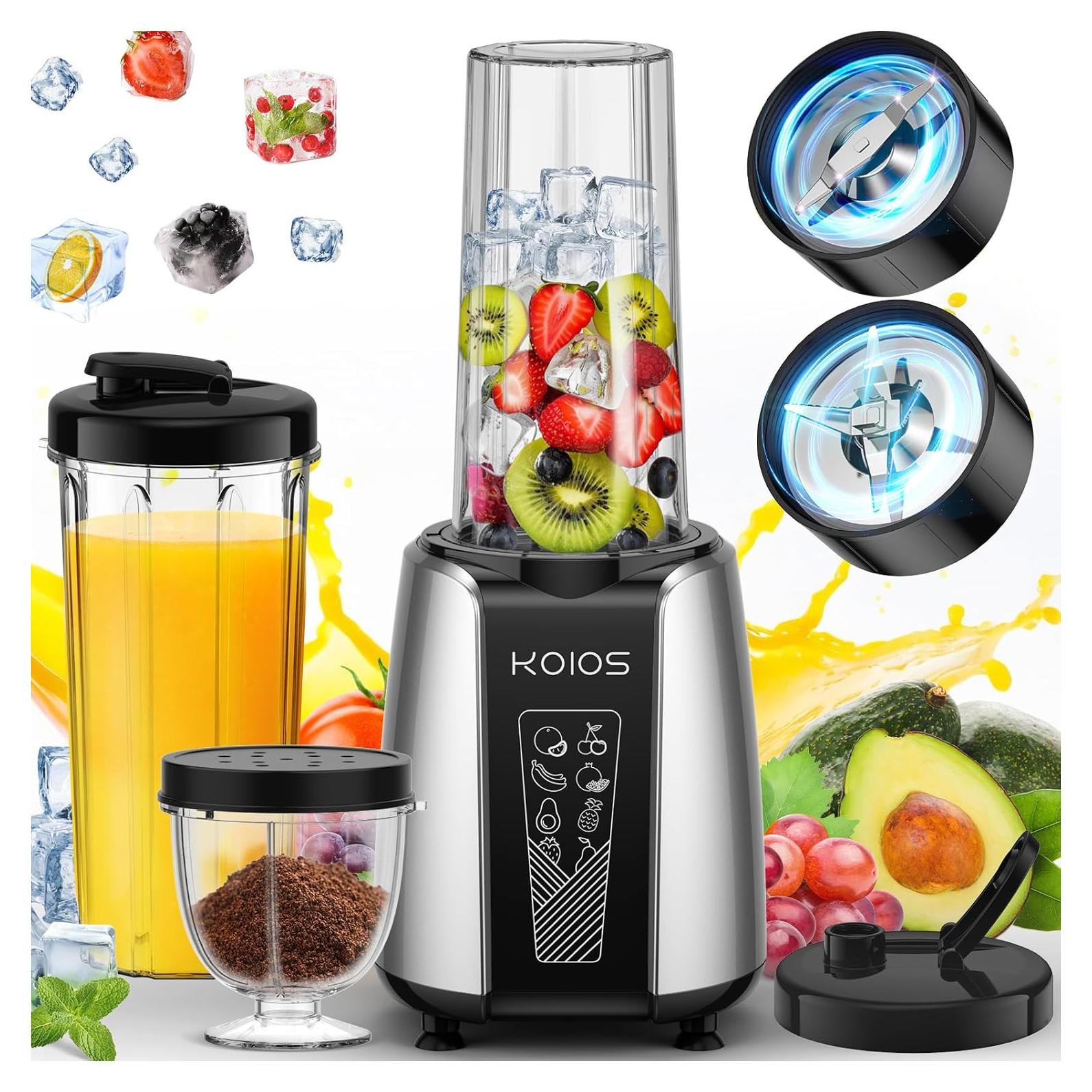 Licuadora Personal KOIOS 1000W con 2 Tazas de 650ml