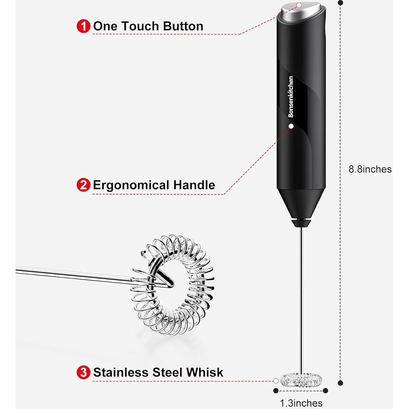 Espumador de Leche Bonsenkitchen MF8712-NEW 10W Negro