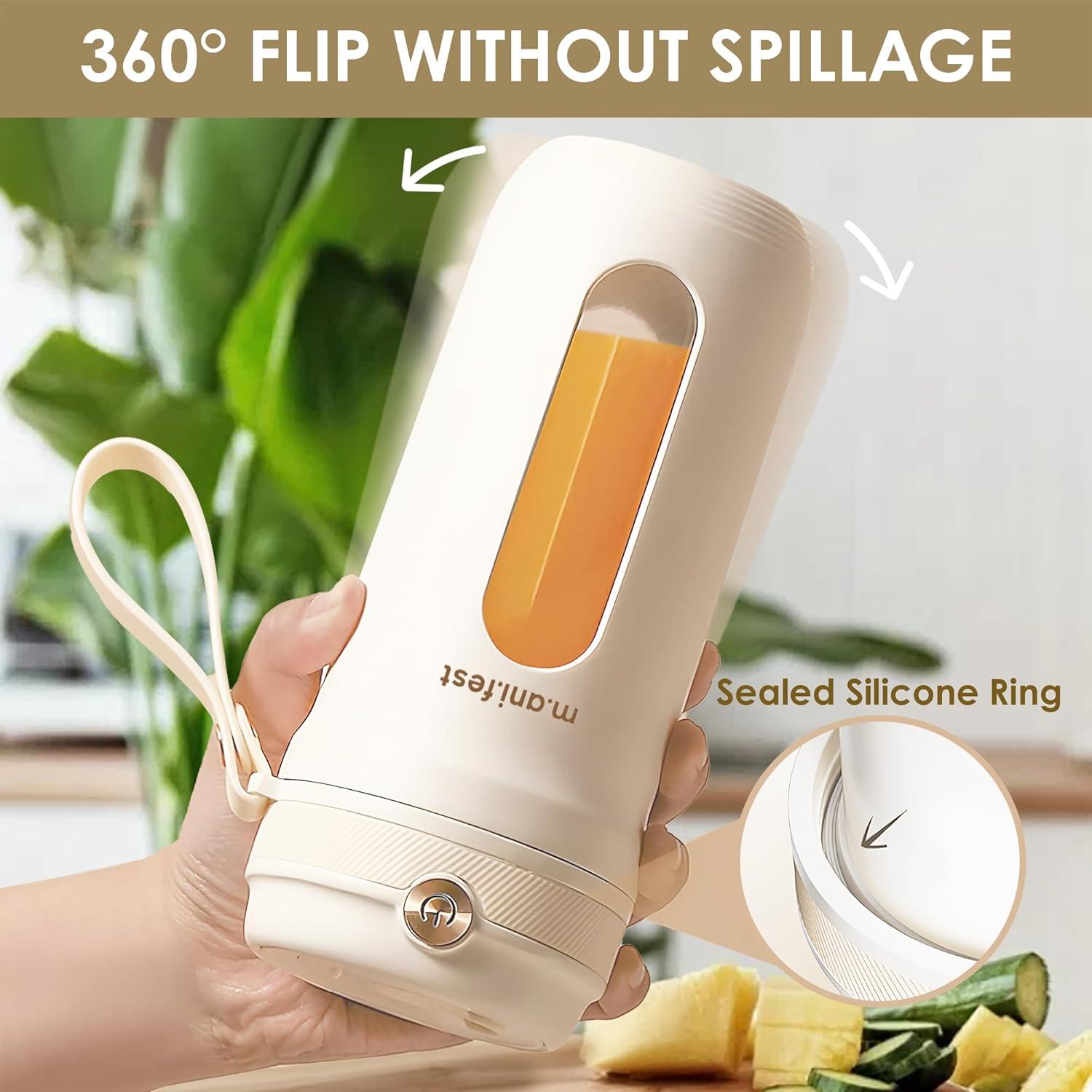 Licuadora Portátil m.ani.fest 350ml USB Tipo-C Blanca