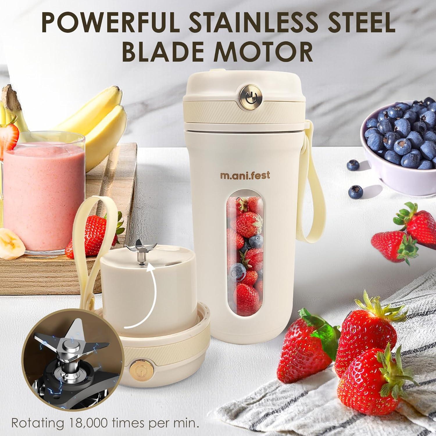 Licuadora Portátil m.ani.fest 350ml USB Tipo-C Blanca