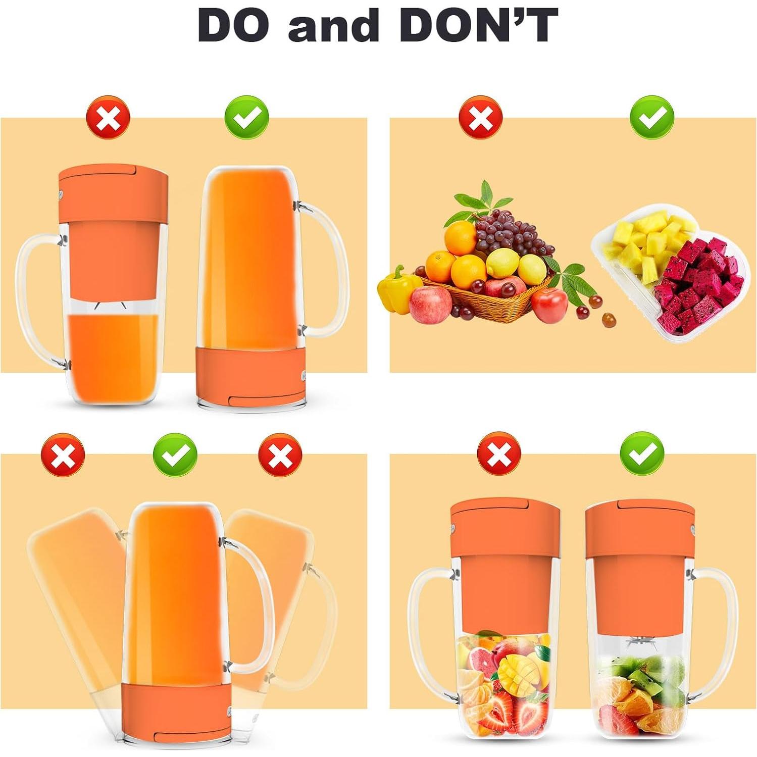 Licuadora Portátil Cozy Blue 0.3L USB Recargable Naranja