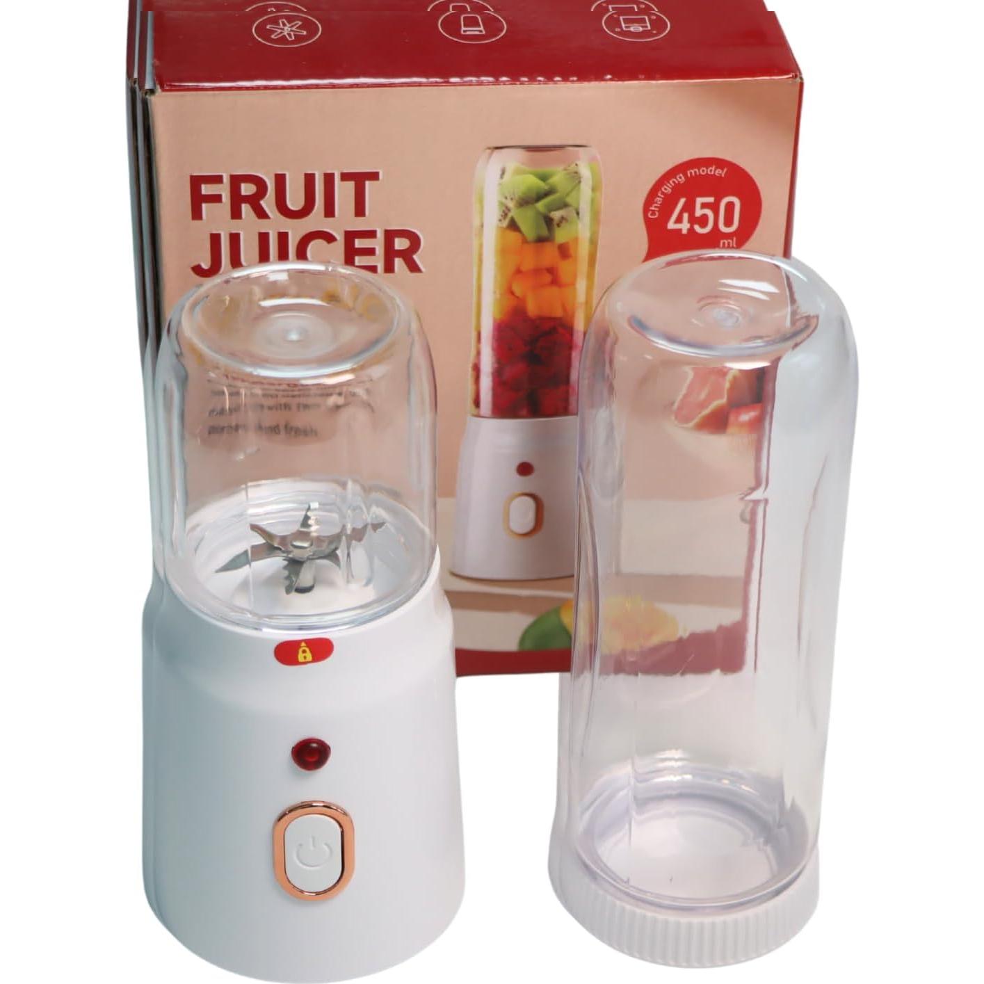 Mini Juicer Blender Portable, Personal Size for Smoothies and Shakes, 500 ML, USB Rechargeable, Fresh Juicer Cup, Two Bottle, Home, Kitchen, Gym, Office, Travel, Easy to Clean