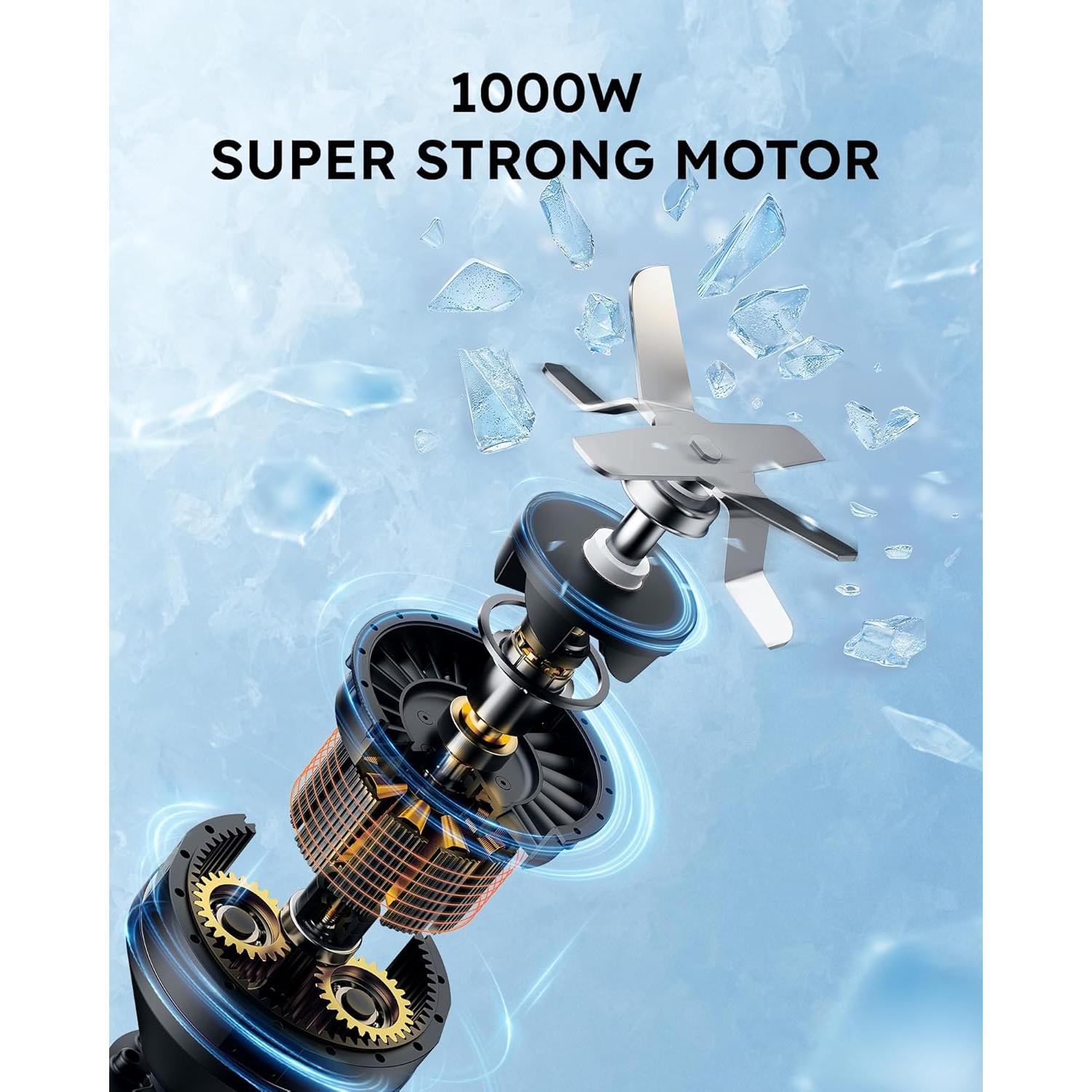 Licuadora Sangcon 1000W Portátil con 3 Tazas y Accesorios