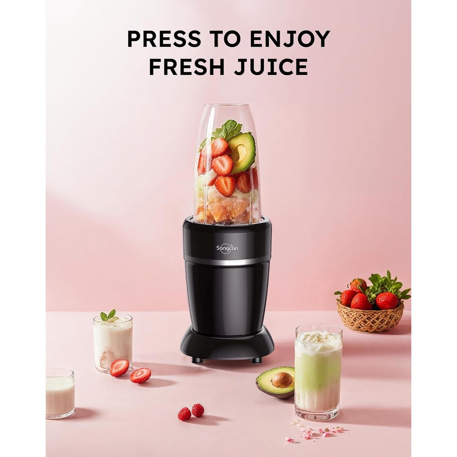 Licuadora Sangcon 1000W Portátil con 3 Tazas y Accesorios