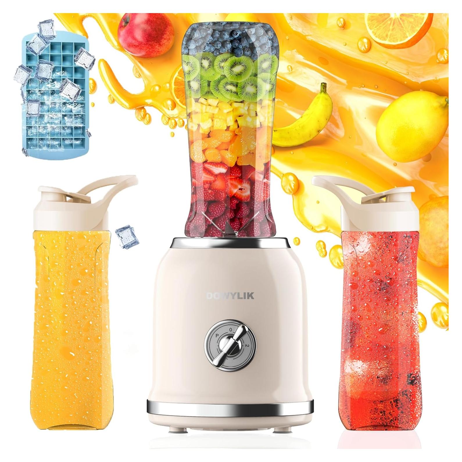 Licuadora Personal DOWYLIK Retro 300W 2 Tazas 600ml Sin BPA