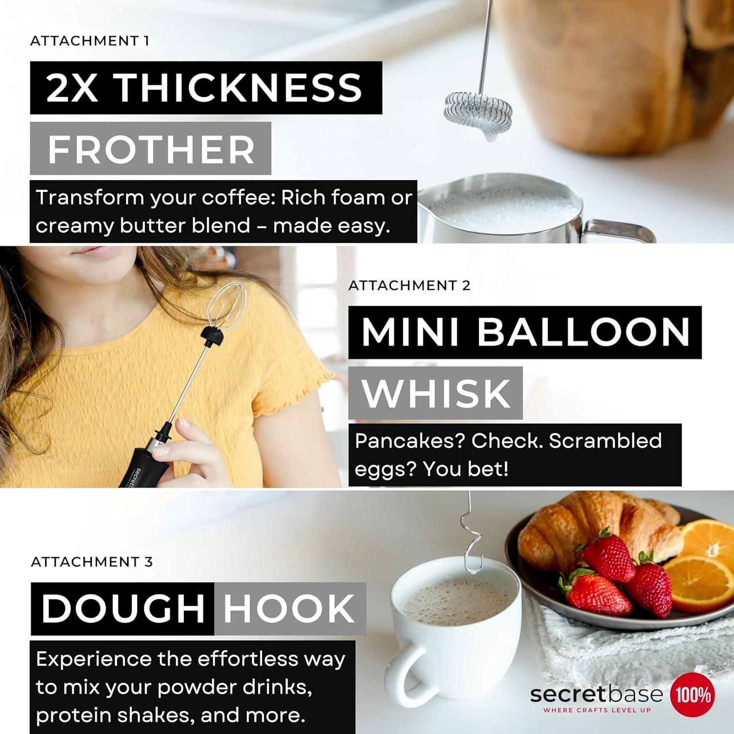 Batidor de Leche Recargable USB-C Secretbase con Jarra 12oz