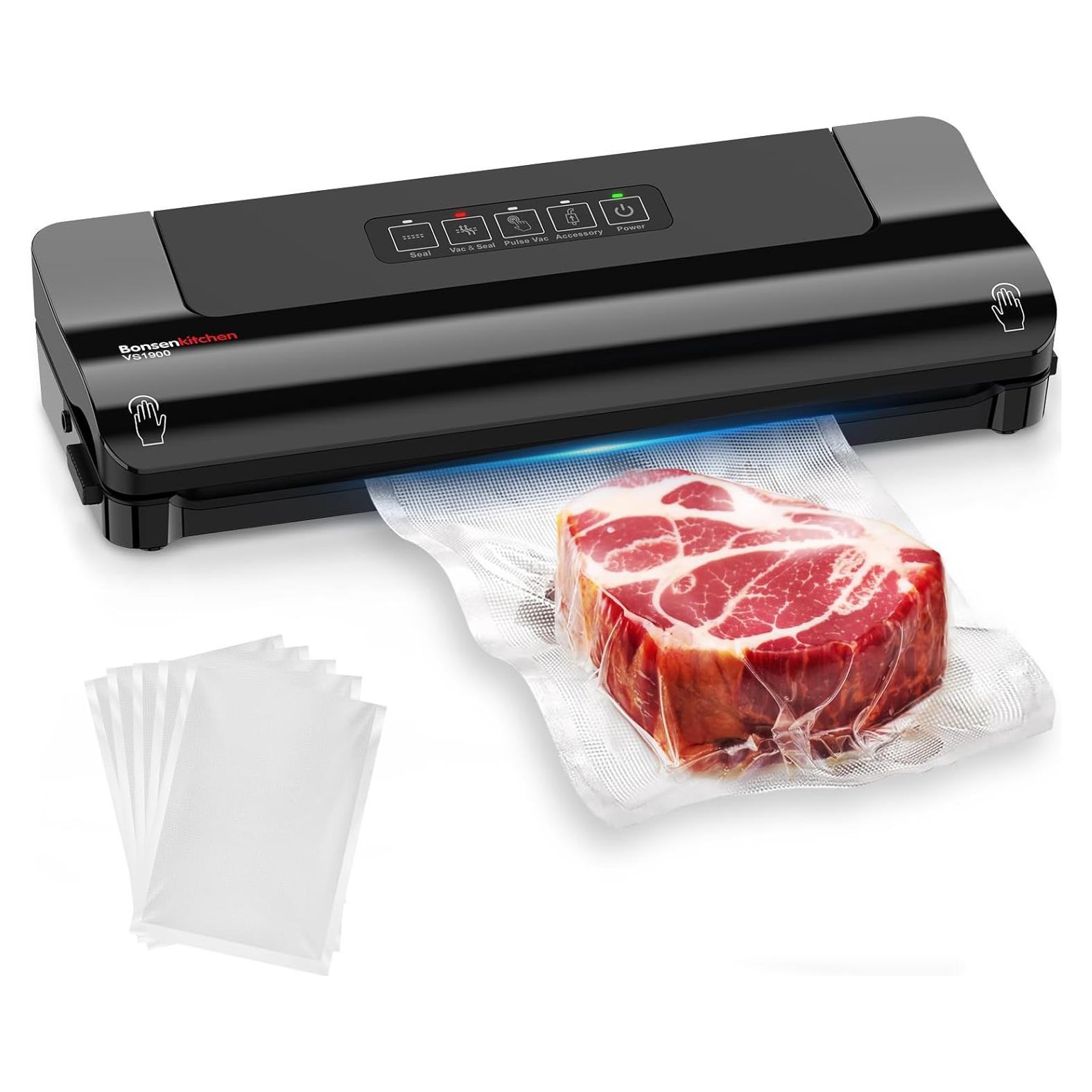 Sellador al Vacío Bonsenkitchen VS1900 135W Negro con 10 Bolsas