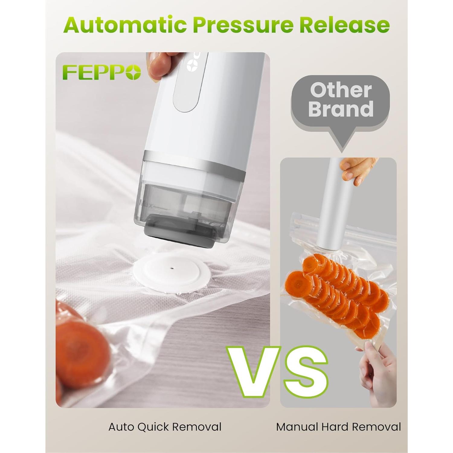 Sellador al Vacío FEPPO S30-W Compacto Blanco con 30 Bolsas