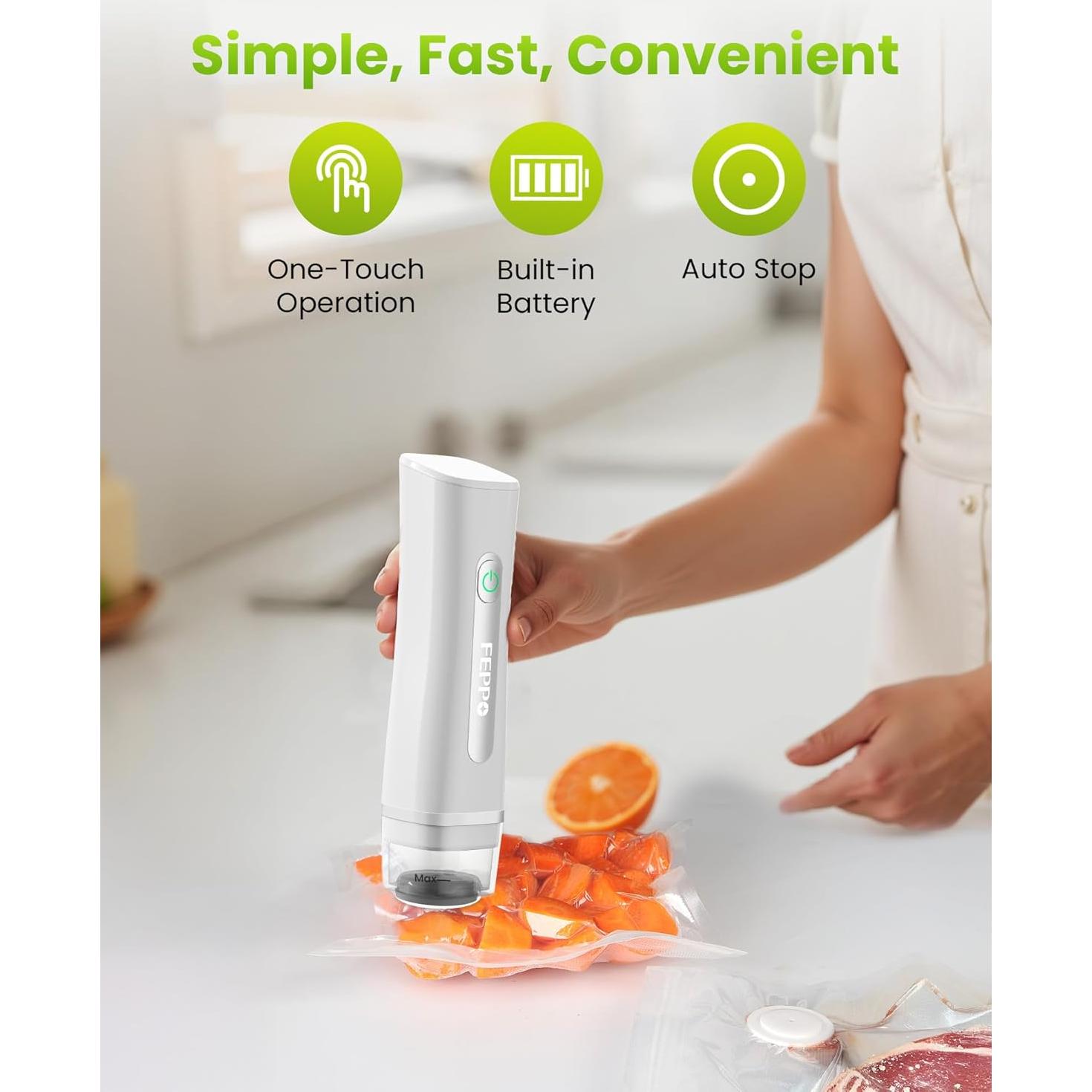 Sellador al Vacío FEPPO S30-W Compacto Blanco con 30 Bolsas