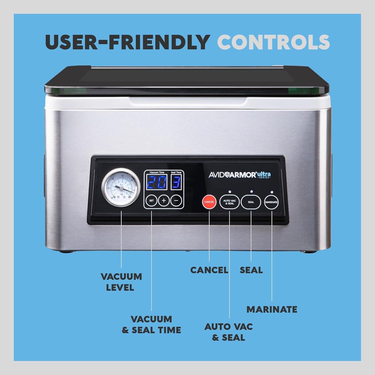 Selladora al Vacío Avid Armor USV20 - Compacta 11.5" Acero Inoxidable