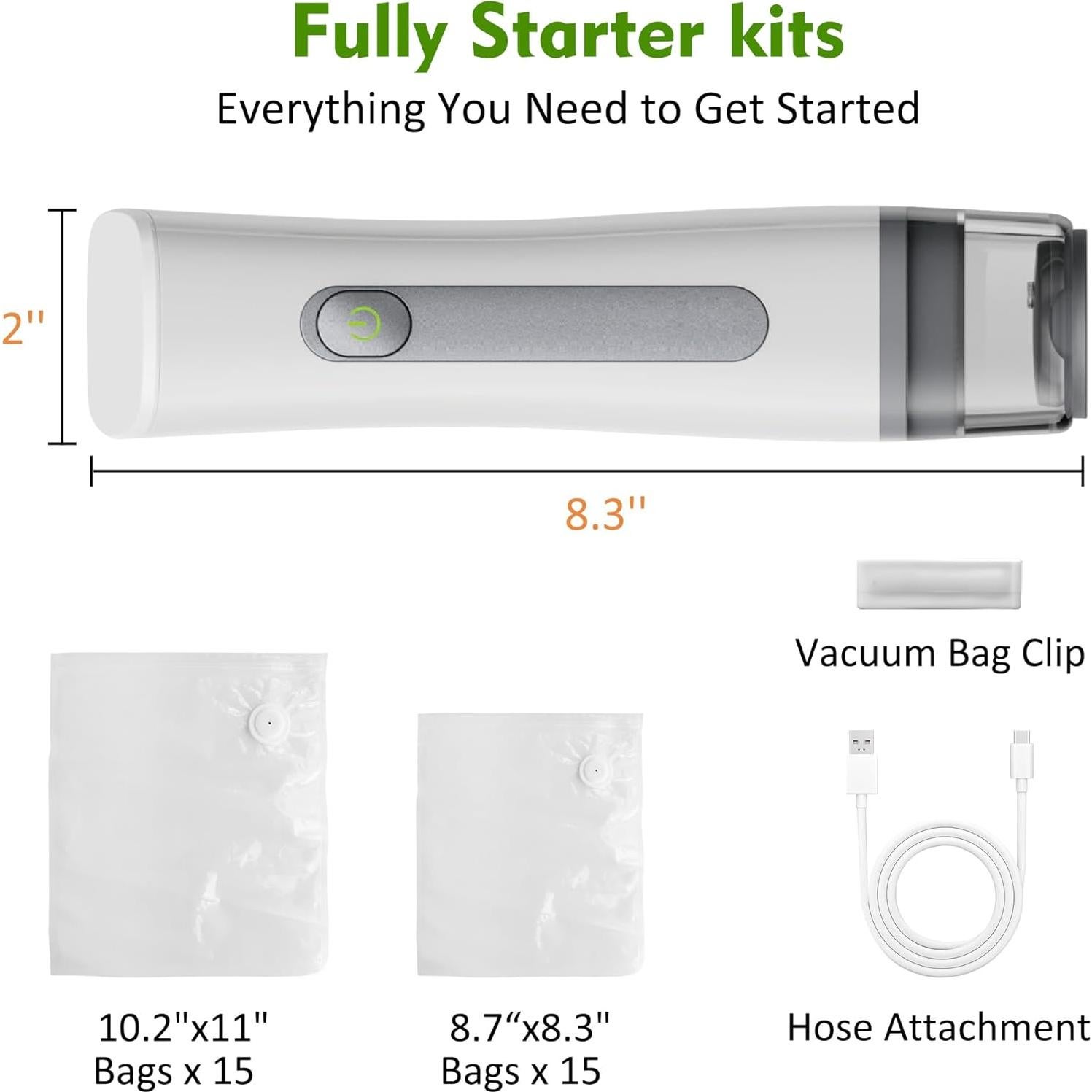 Selladora al Vacío Compacta dKargo con 30 Bolsas Reutilizables