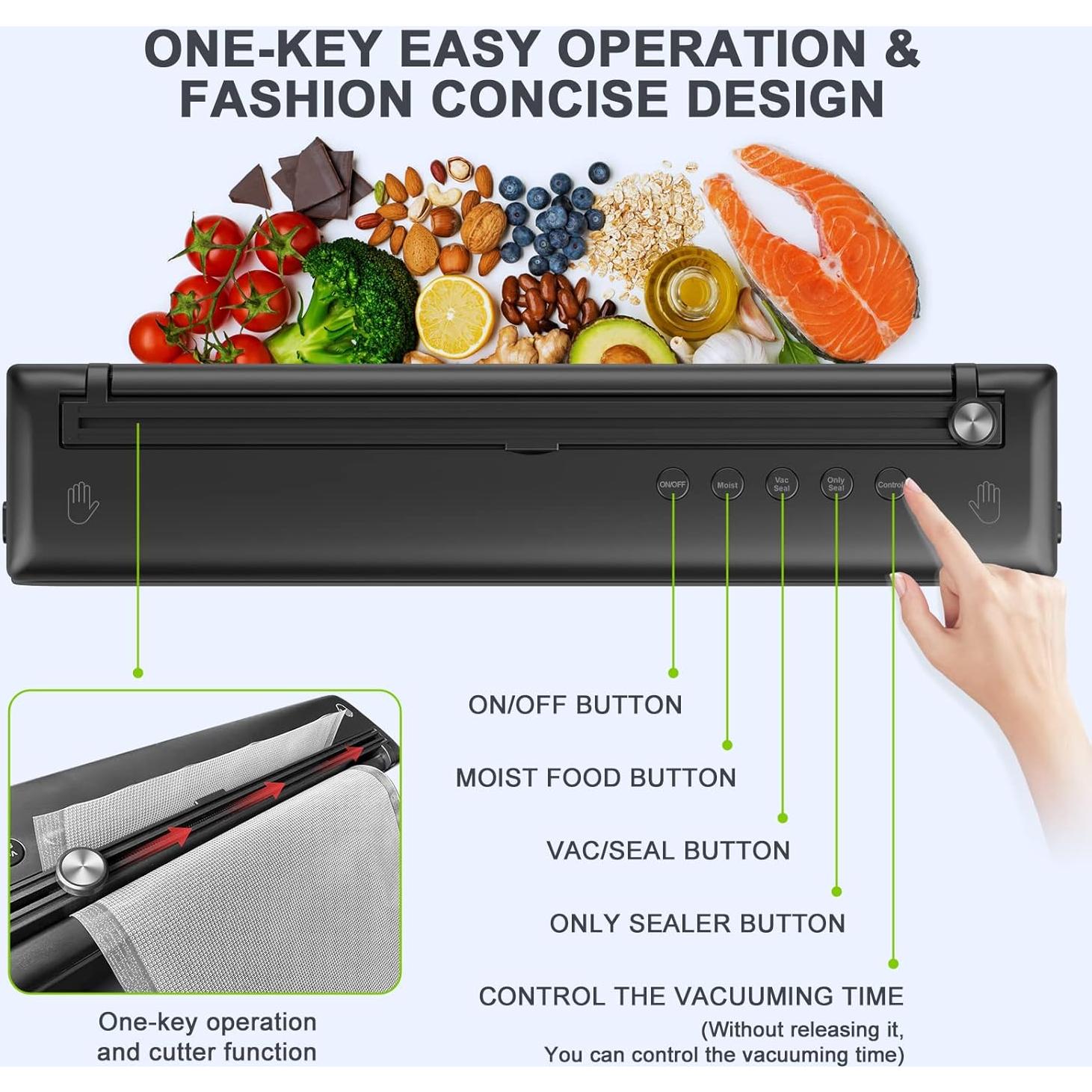 Máquina de Sellado al Vacío BEYUAM 5 en 1 con Cortador