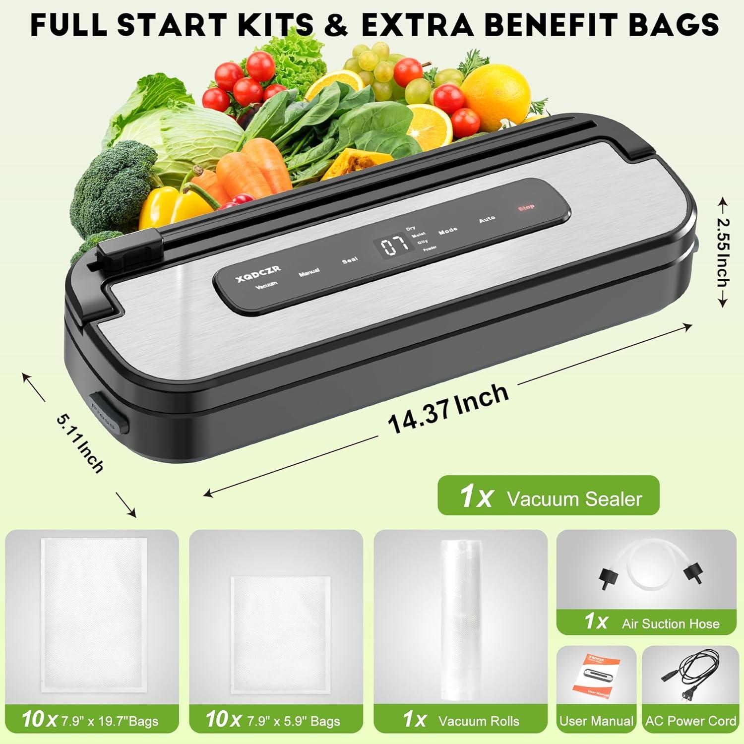 Máquina Selladora al Vacío XQDCZR VS1 con Cortador y 20 Bolsas