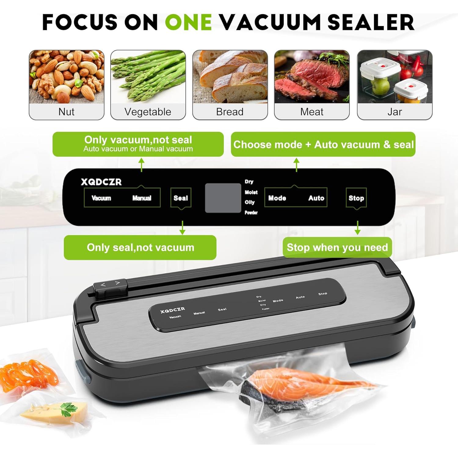 Máquina Selladora al Vacío XQDCZR VS1 con Cortador y 20 Bolsas