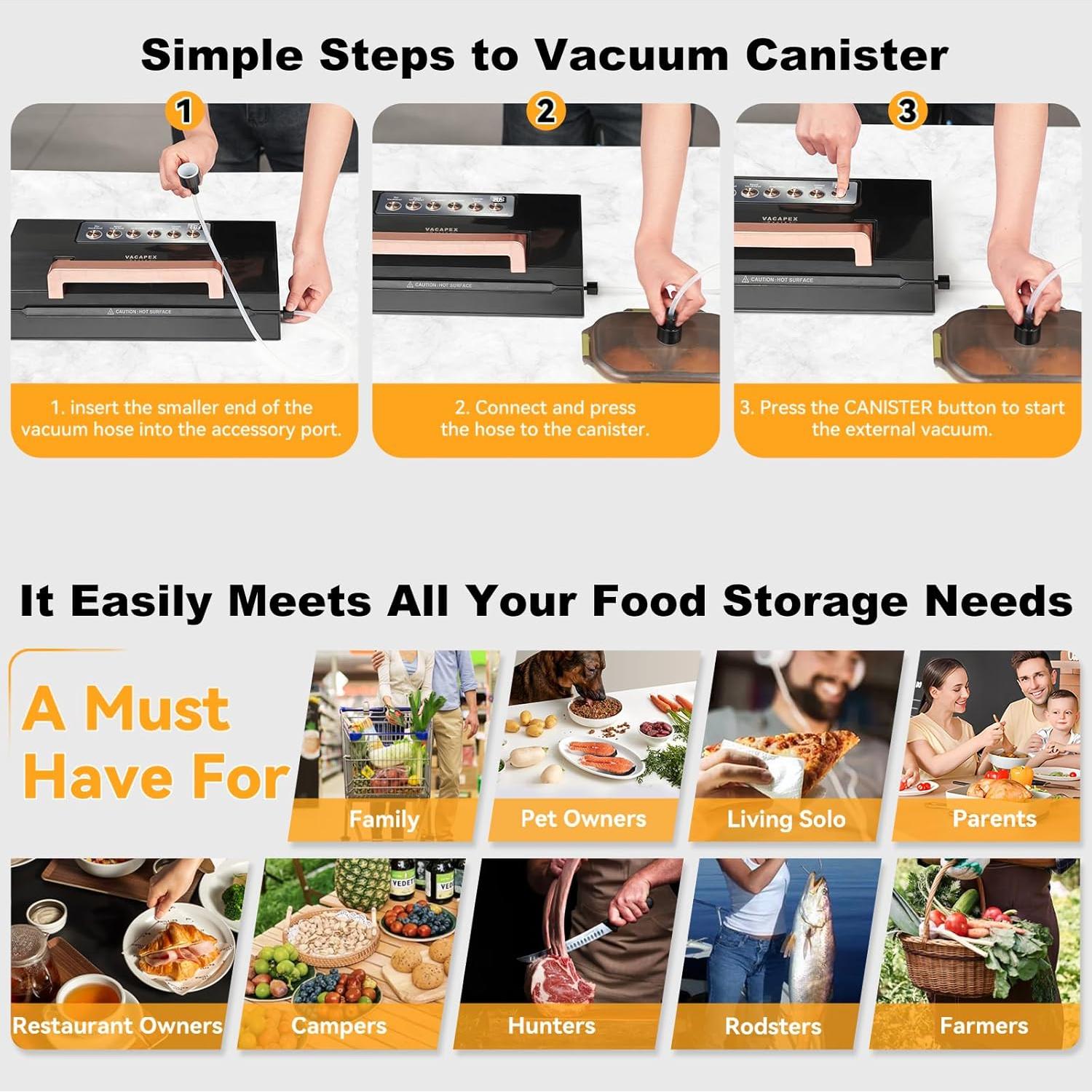 Sellador al vacío VACAPEX 2025 acero inoxidable 2.36 kg