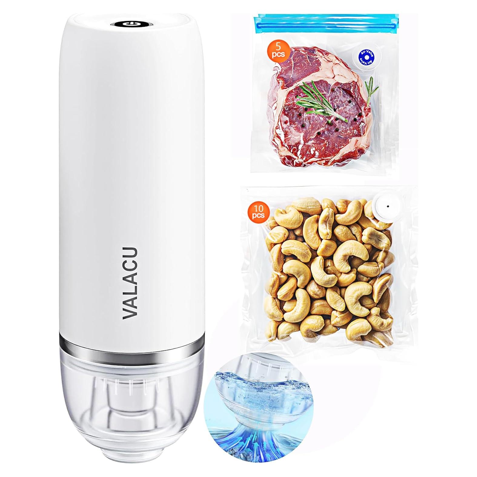 Sellador al vacío portátil VALACU + 15 bolsas reutilizables