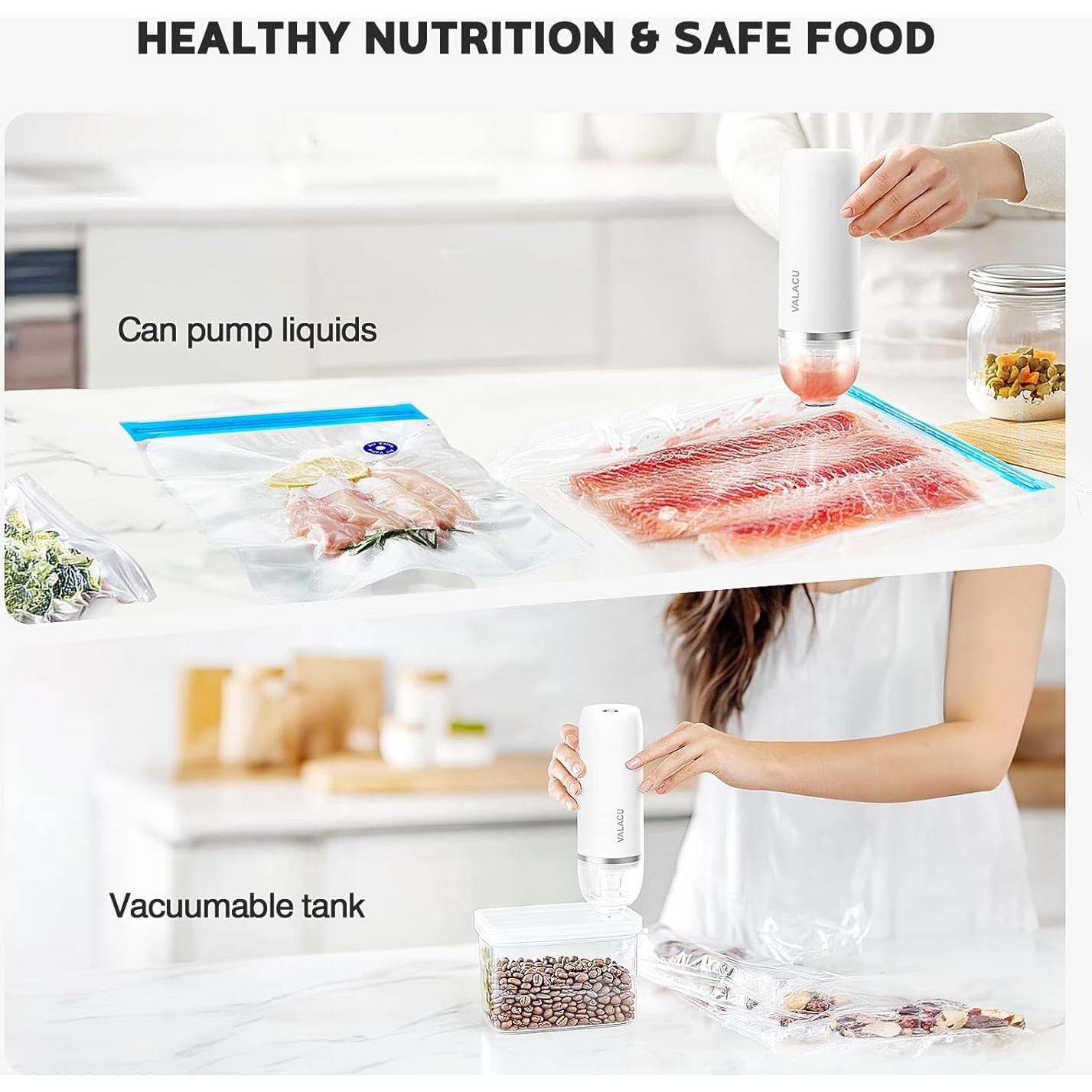 Sellador al vacío portátil VALACU + 15 bolsas reutilizables