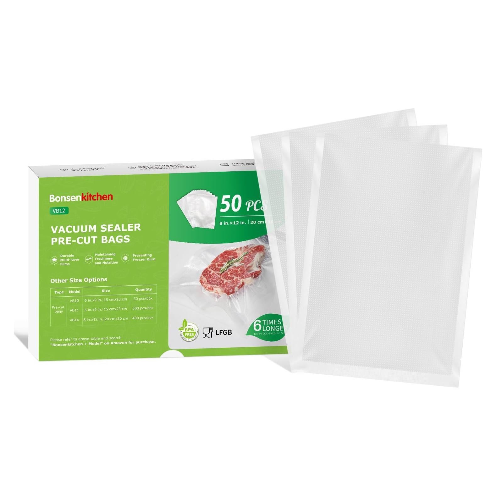 Bolsas de Sellado al Vacío Bonsenkitchen 50 Quart 20x30 cm