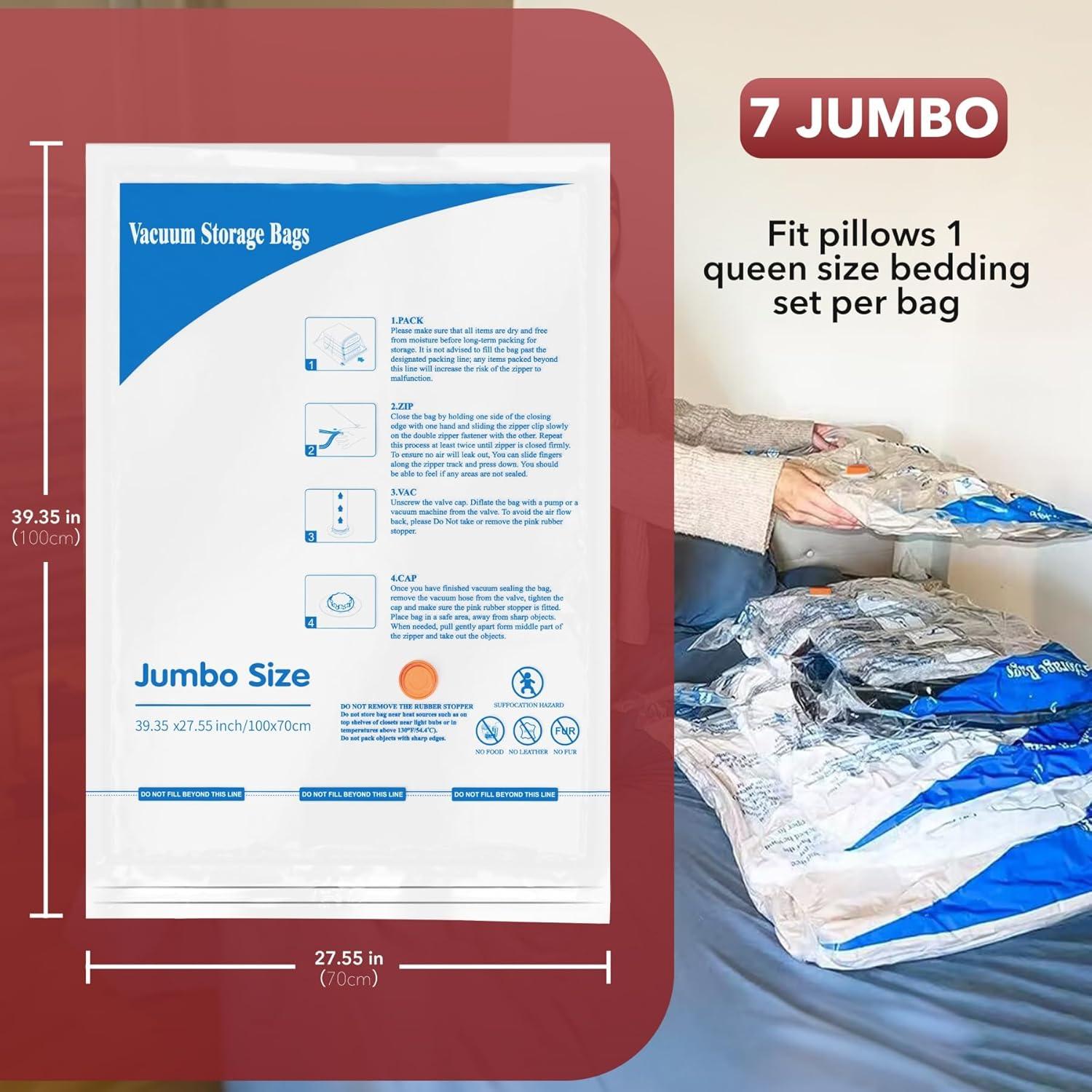 Bolsas de Almacenamiento al Vacío Jumbo 7 MEIQIHOME 100x70 cm