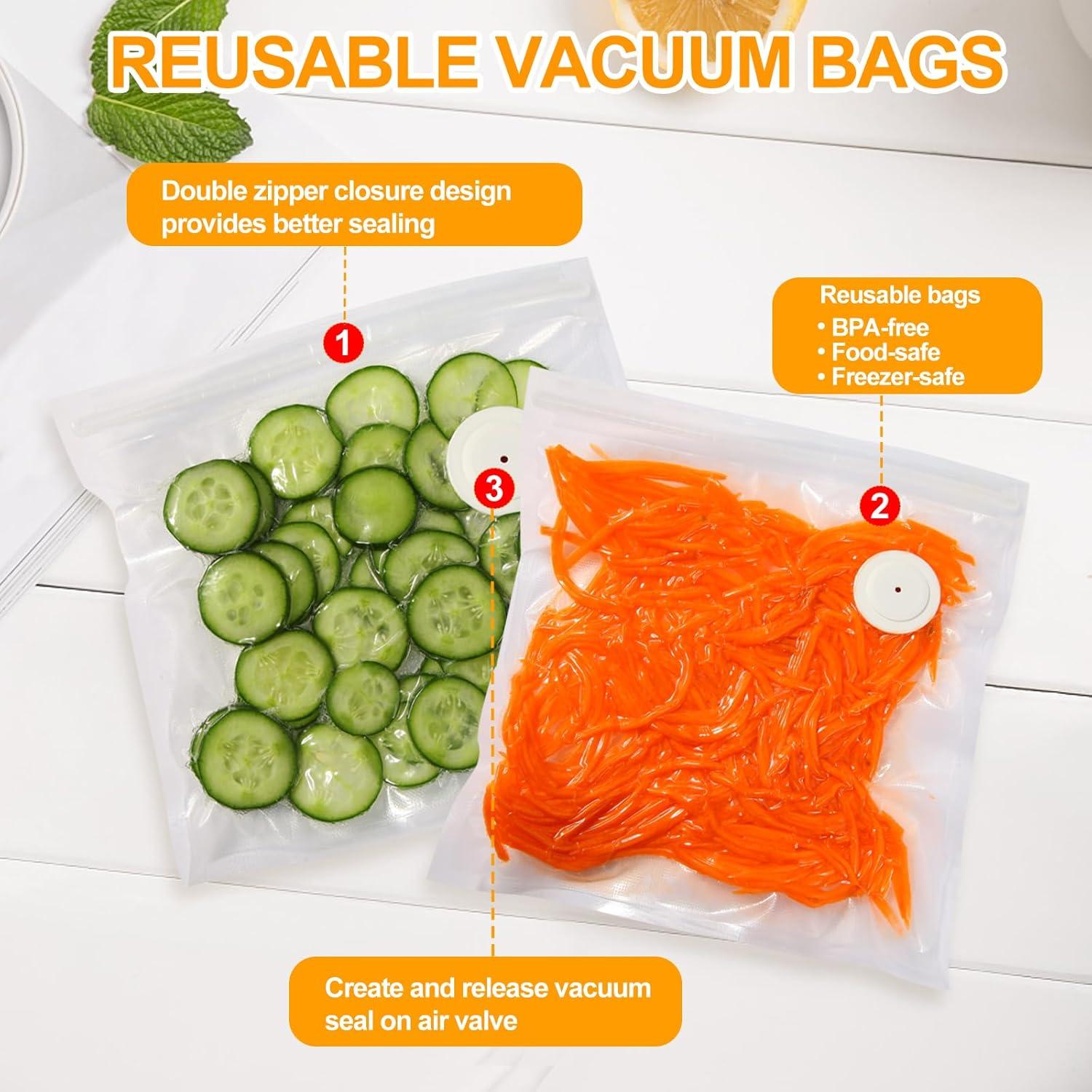 Sellador de Vacío ZLTMYI Portátil Recargable con 20 Bolsas