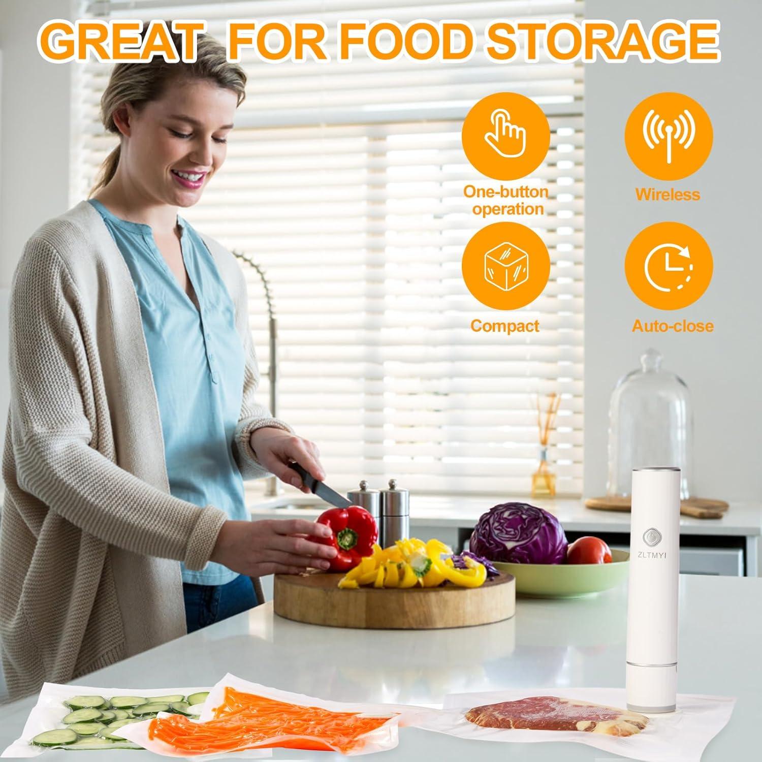 Sellador de Vacío ZLTMYI Portátil Recargable con 20 Bolsas