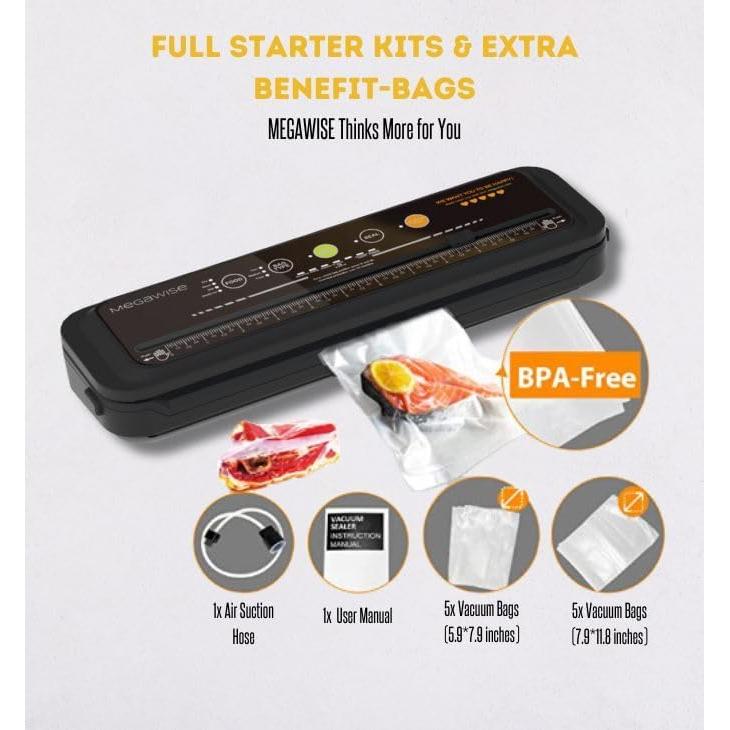 Sellador al Vacío MEGAWISE ZG3X Automático 120W Negro