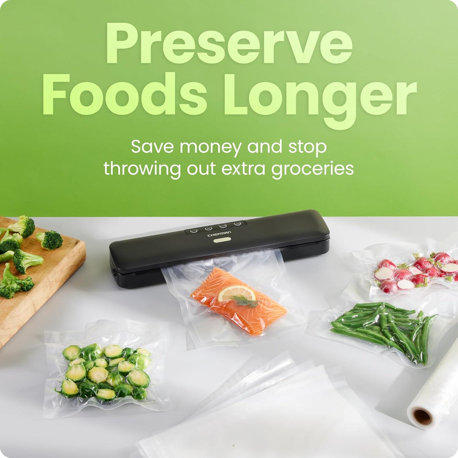 Máquina de Sellado al Vacío Chefman RJ45-VS-R, Compacta 100W