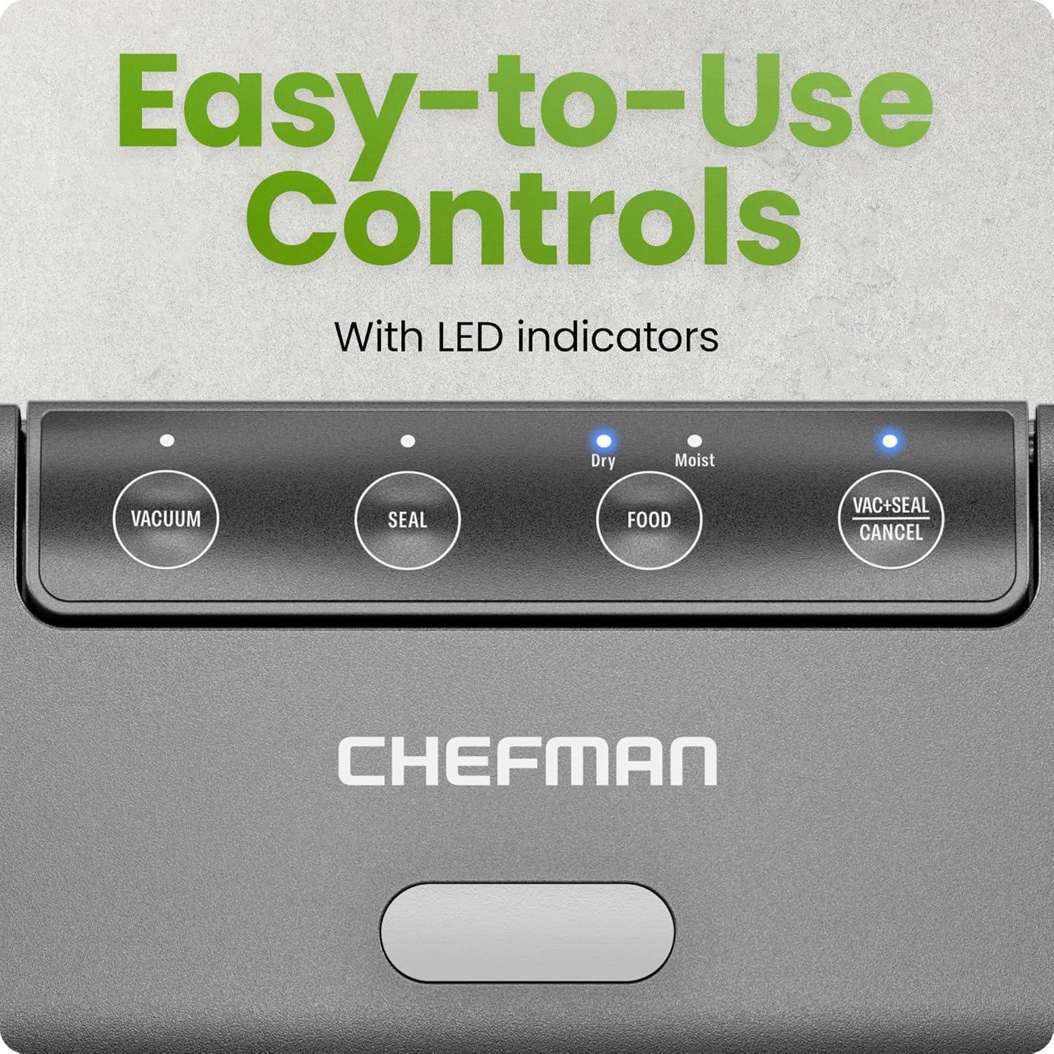 Máquina de Sellado al Vacío Chefman RJ45-VS-R, Compacta 100W