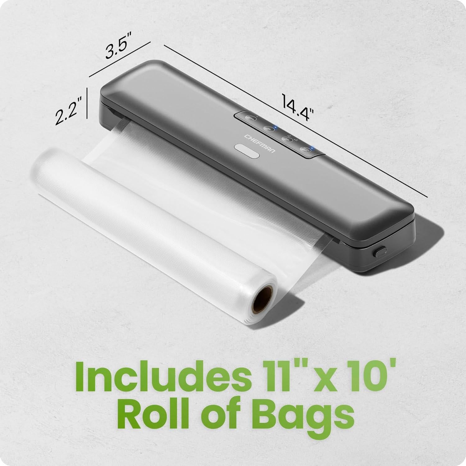 Máquina de Sellado al Vacío Chefman RJ45-VS-R, Compacta 100W