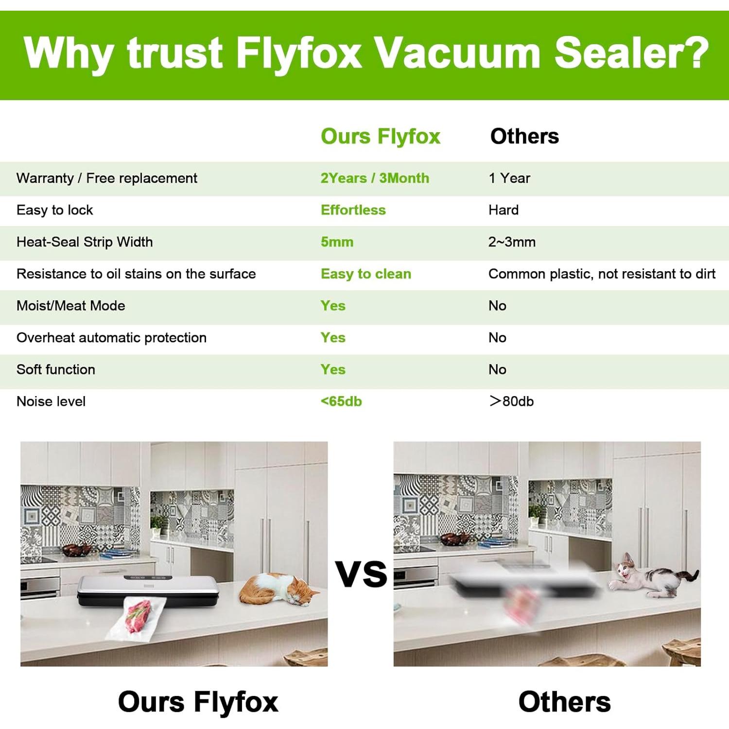 Máquina Selladora al Vacío Flyfox FL-ZJK-1001-S 135W Compacta