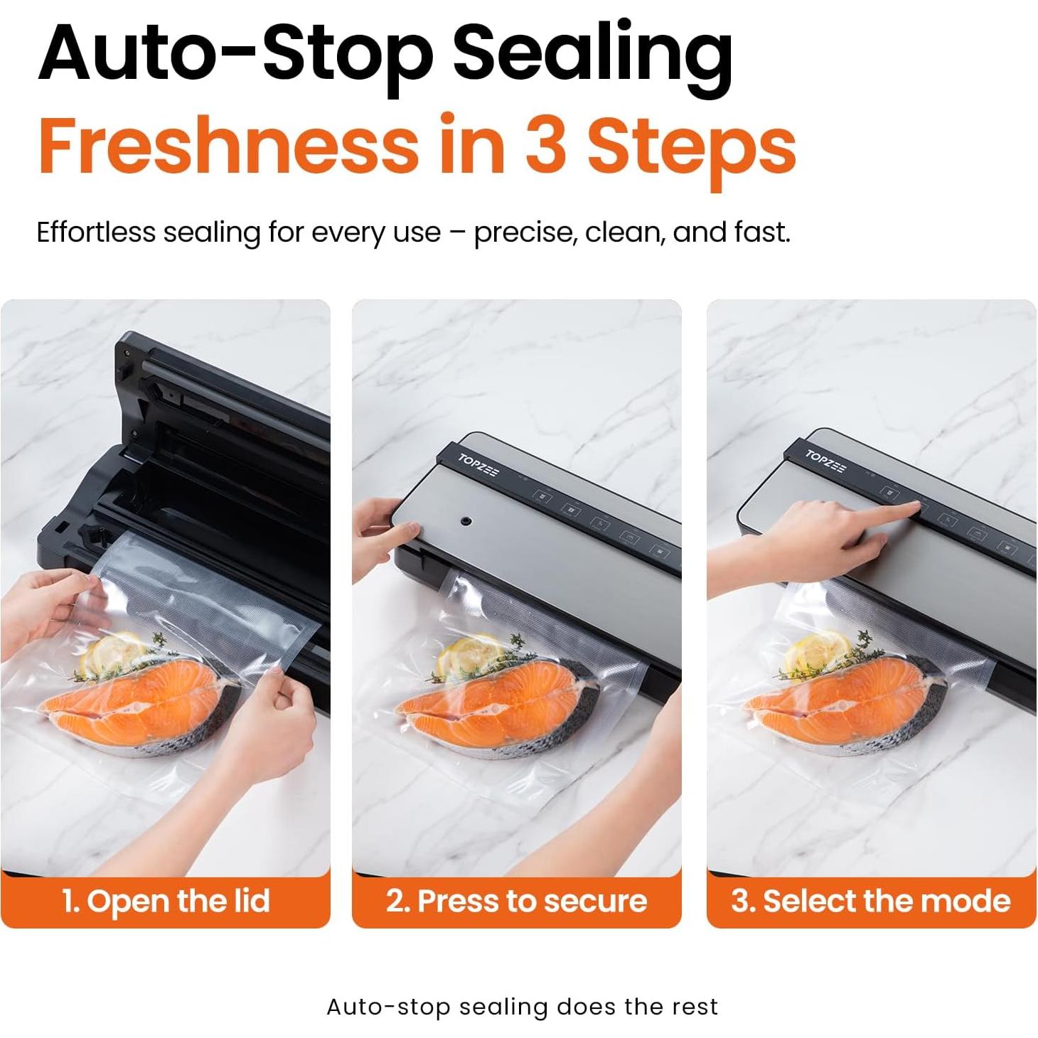 Sellador al vacío Topzee V3550 90kpa Acero Inoxidable