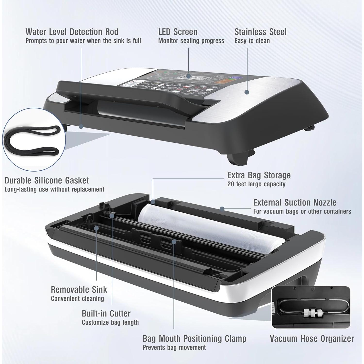 Sellador al vacío OidoZac 230W con 12 funciones y bolsas