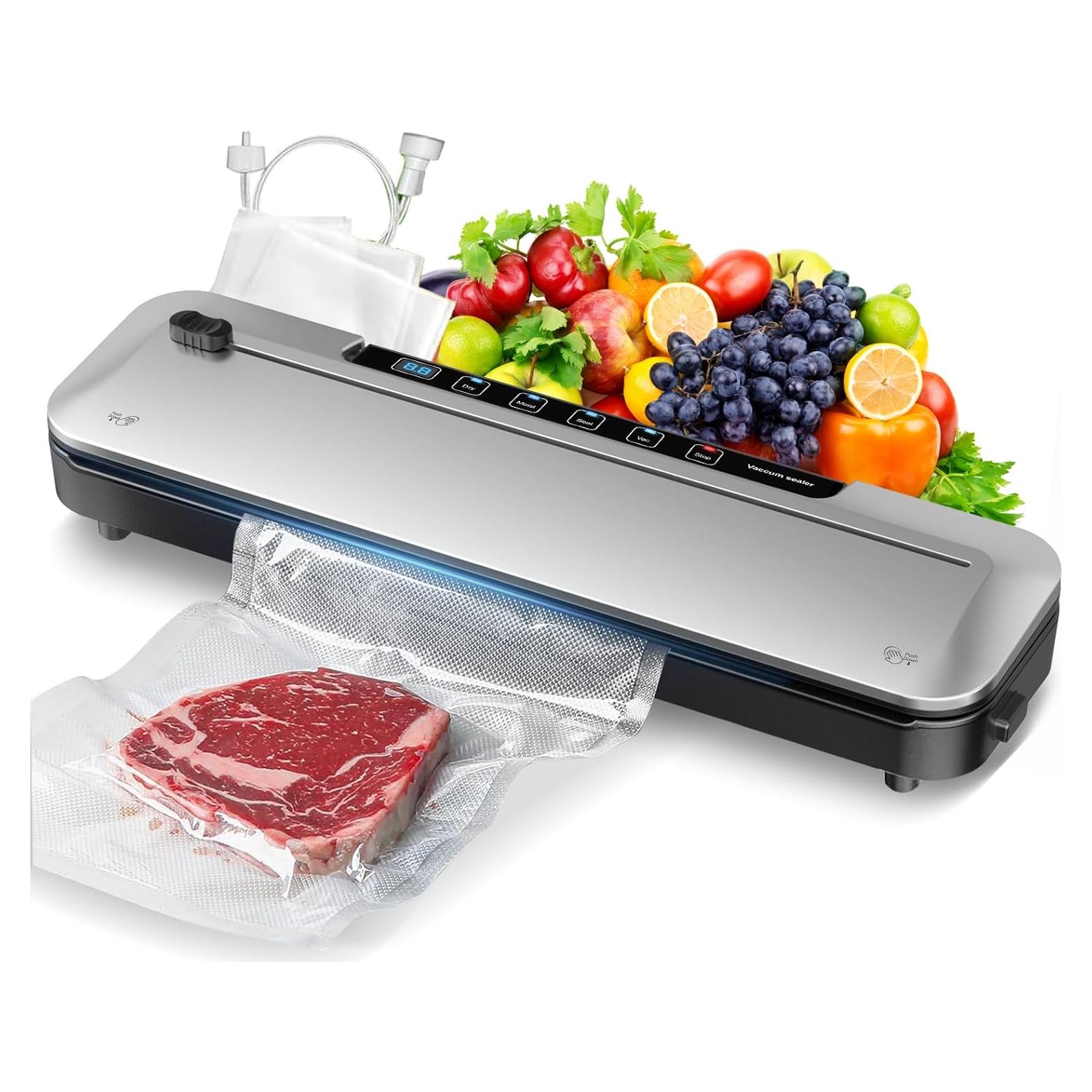 Sellador al vacío LKKNC 6 en 1 con temporizador digital Plata