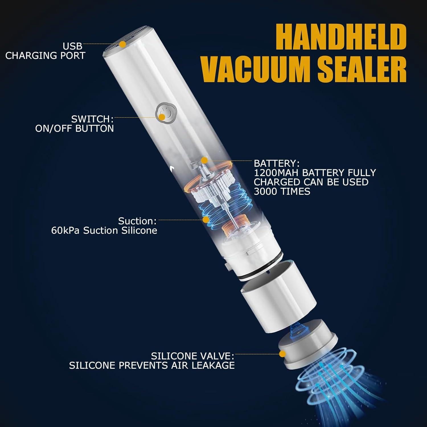 Sellador al vacío ULTAC portátil con 10 bolsas reutilizables