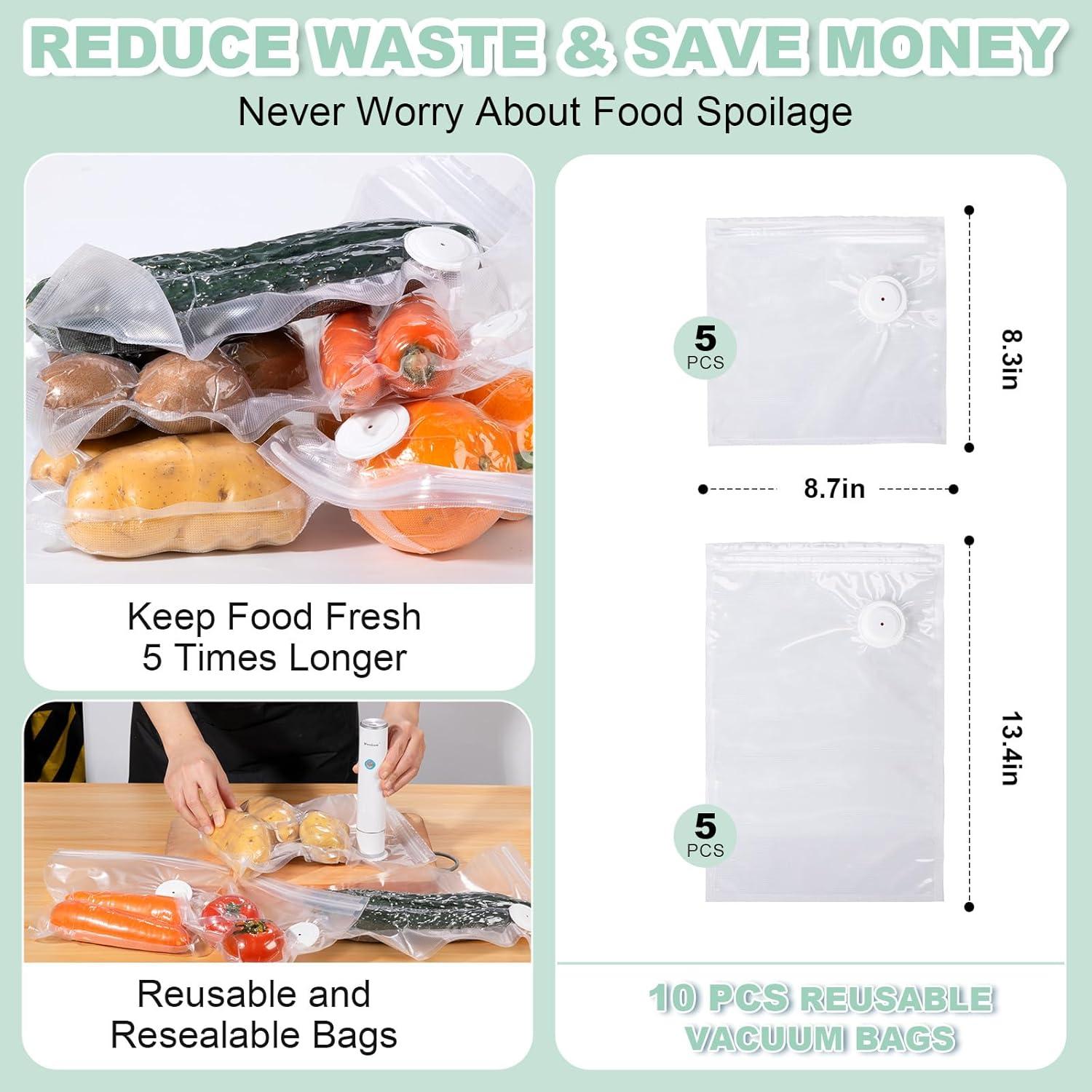 Sellador de Vacío WEEKUU Portátil Automático USB-C 10 Bolsas