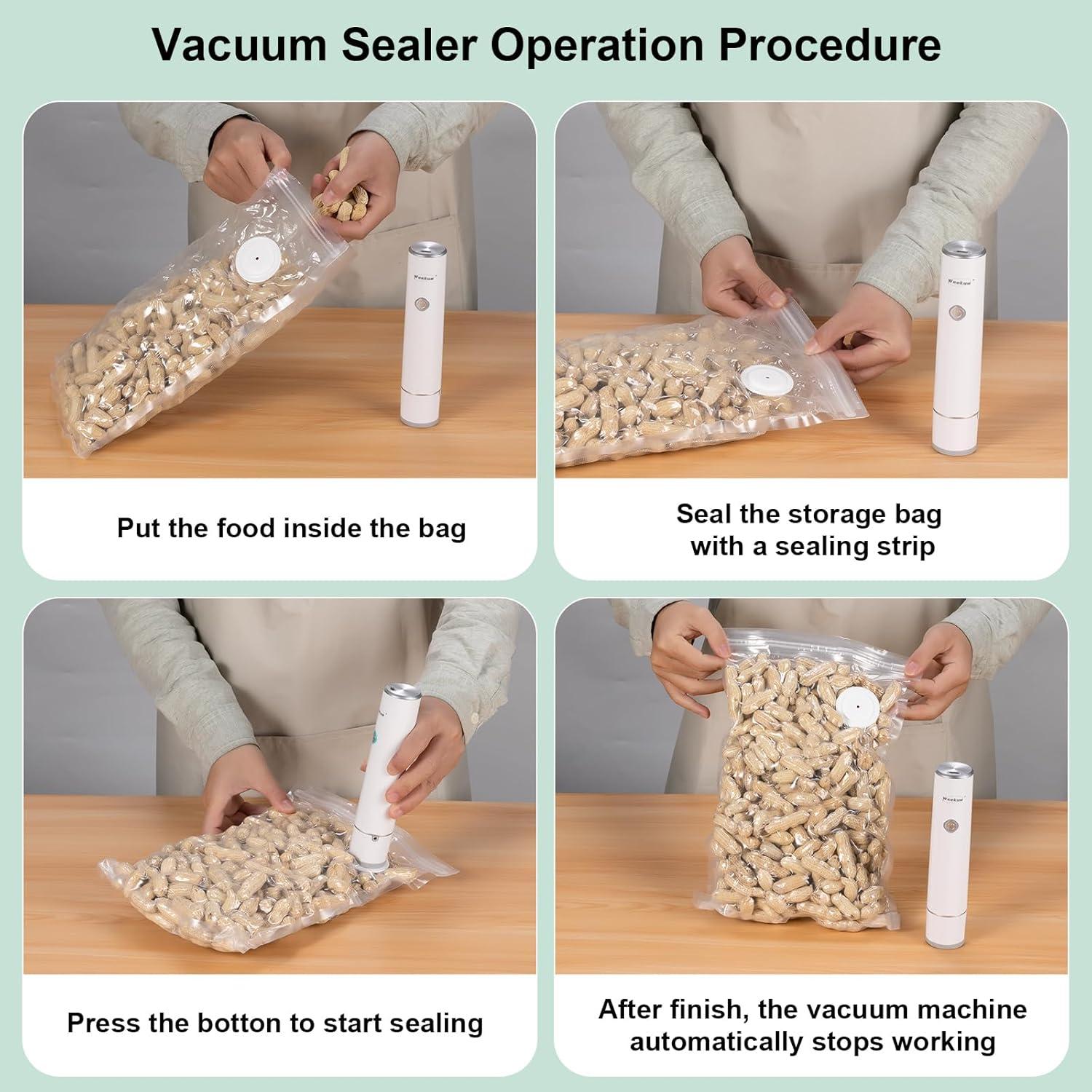 Sellador de Vacío WEEKUU Portátil Automático USB-C 10 Bolsas