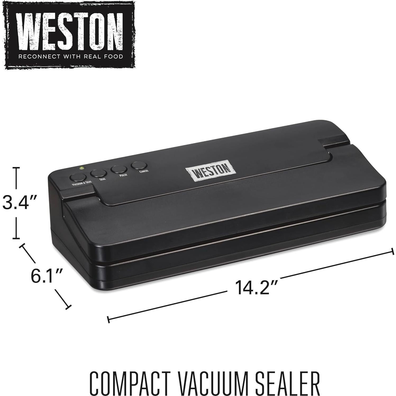 Máquina de Sellado al Vacío Weston 100W, 27.94 cm, Negra