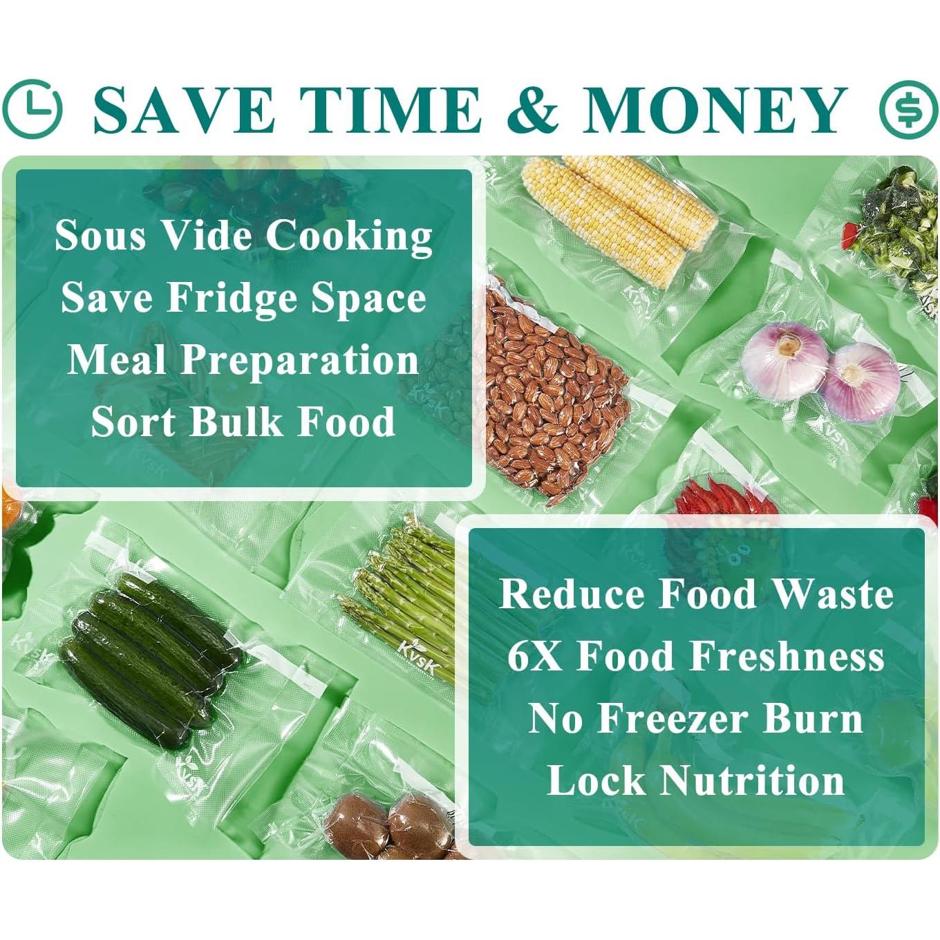 Vacuum Sealer Machine, 6-in-1 Compact Food Sealer Automatic Air Sealing System For Food Storage With Cutter and 11" x 9.8' Black Roll, One-Click Dry & Moist Vac Seal Mode