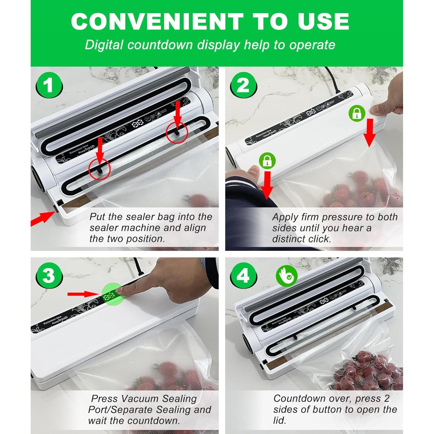 Sellador al vacío automático TETEOLALA 210mm con 40 bolsas